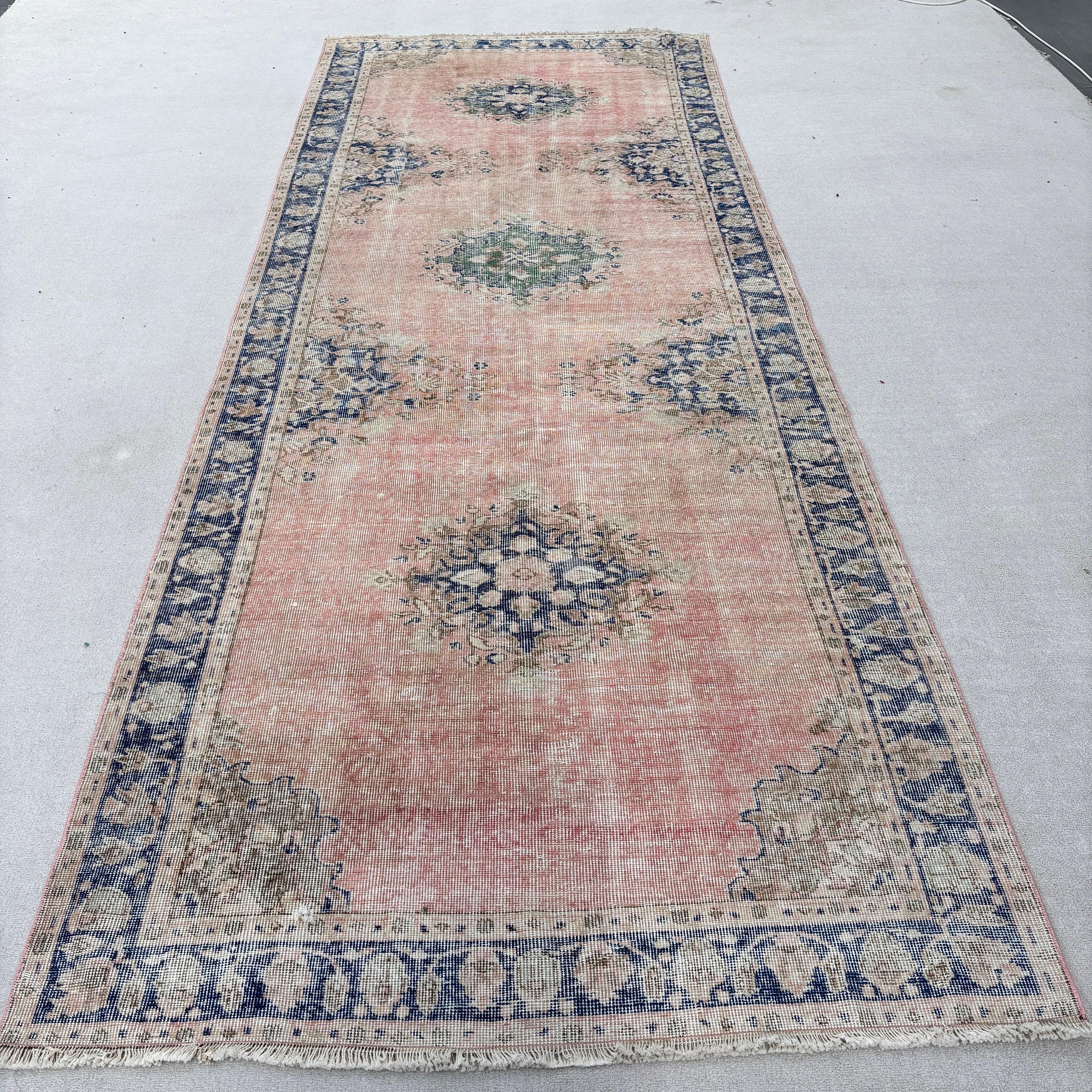 Handmade Rug, Oriental Rugs, Modern Rugs, Pink Home Decor Rug, Vintage Rug, Turkish Rugs, 4.8x12.5 ft Runner Rugs, Beni Ourain Runner Rug