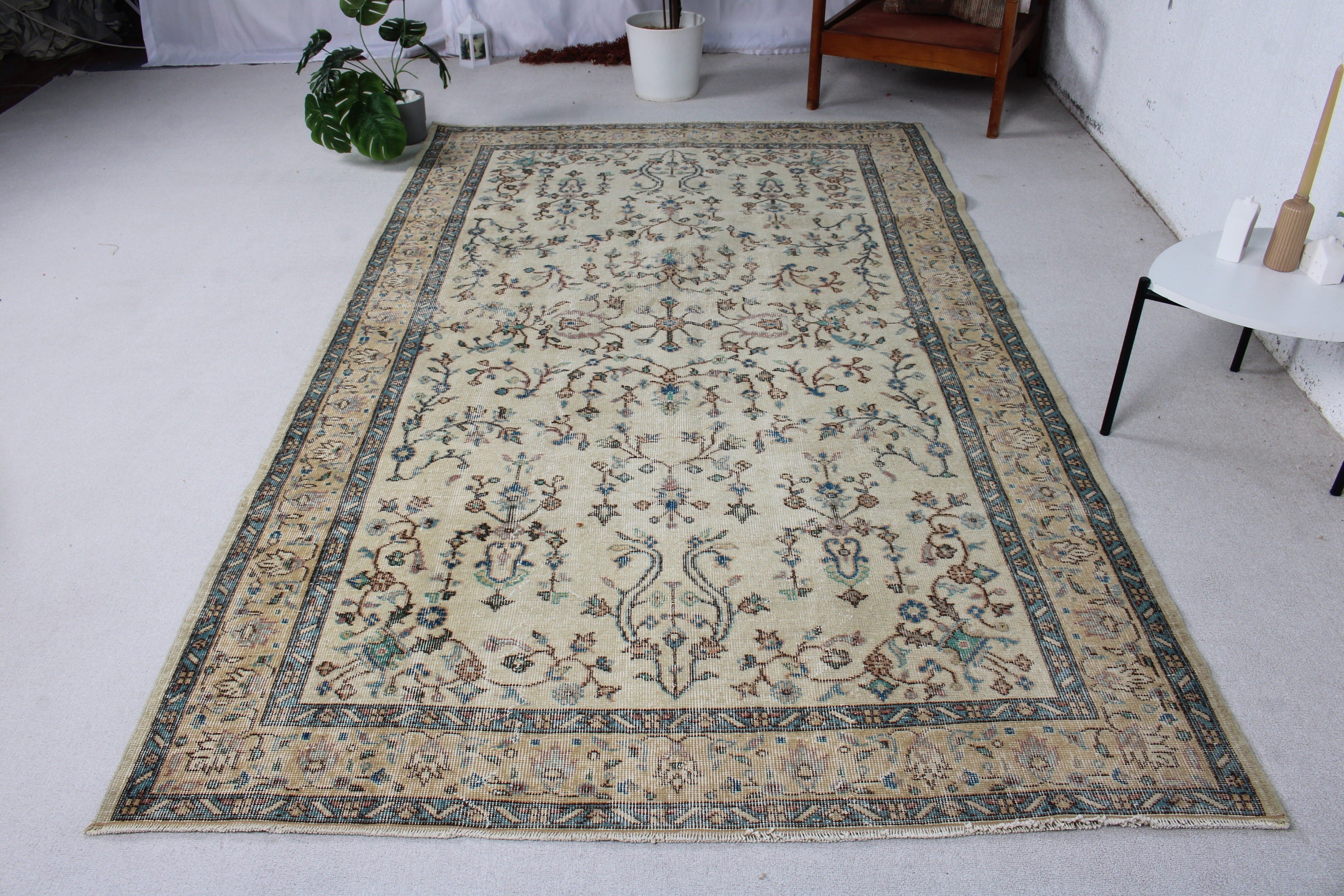 Büyük Boho Halı, Bej Mutfak Halısı, El Yapımı Halı, Düz Dokuma Halı, 5.5x9 ft Büyük Halı, El Dokuma Halı, Yatak Odası Halıları, Vintage Halılar, Türk Halıları