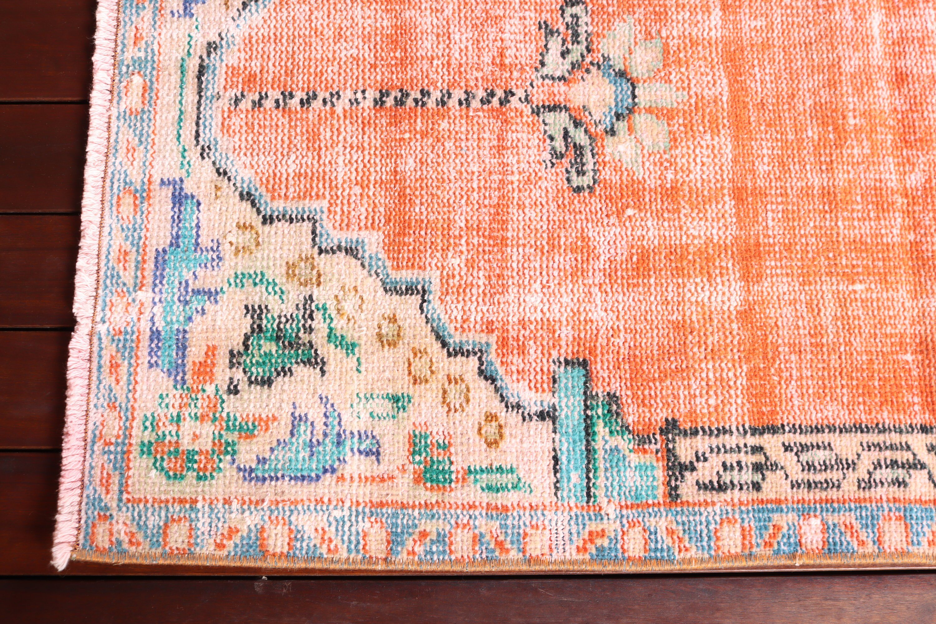 Vintage Rug, Handwoven Rugs, Floor Rug, Orange Antique Rugs, Small Area Rug, Nursery Rug, 2.4x4.3 ft Small Rug, Statement Rug, Turkish Rug