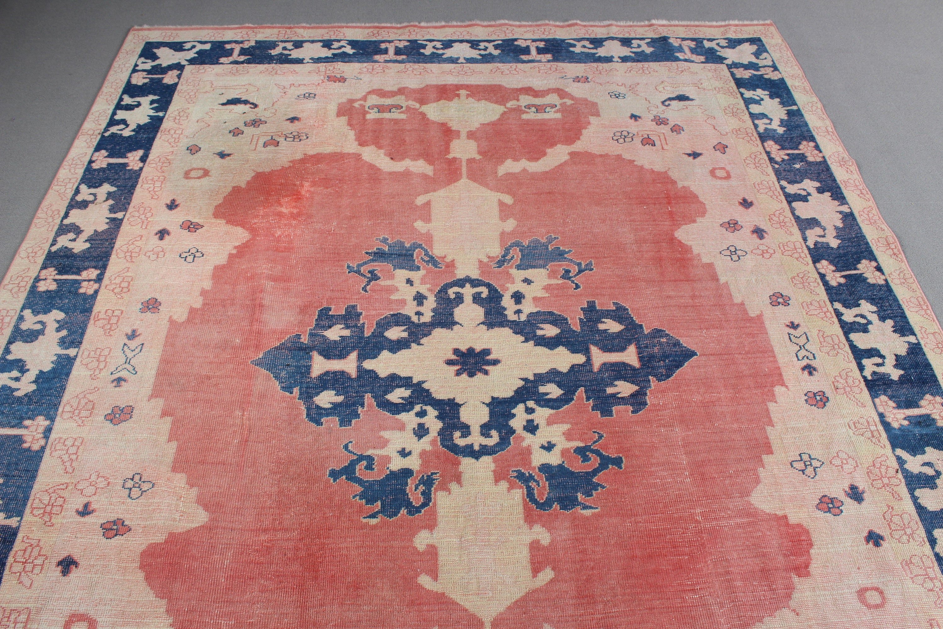 Yemek Odası Halısı, Düz Dokuma Halılar, Vintage Halılar, Büyük Boho Halılar, Pembe Düz Dokuma Halı, 6.7x8.5 ft Büyük Halılar, Türk Halısı