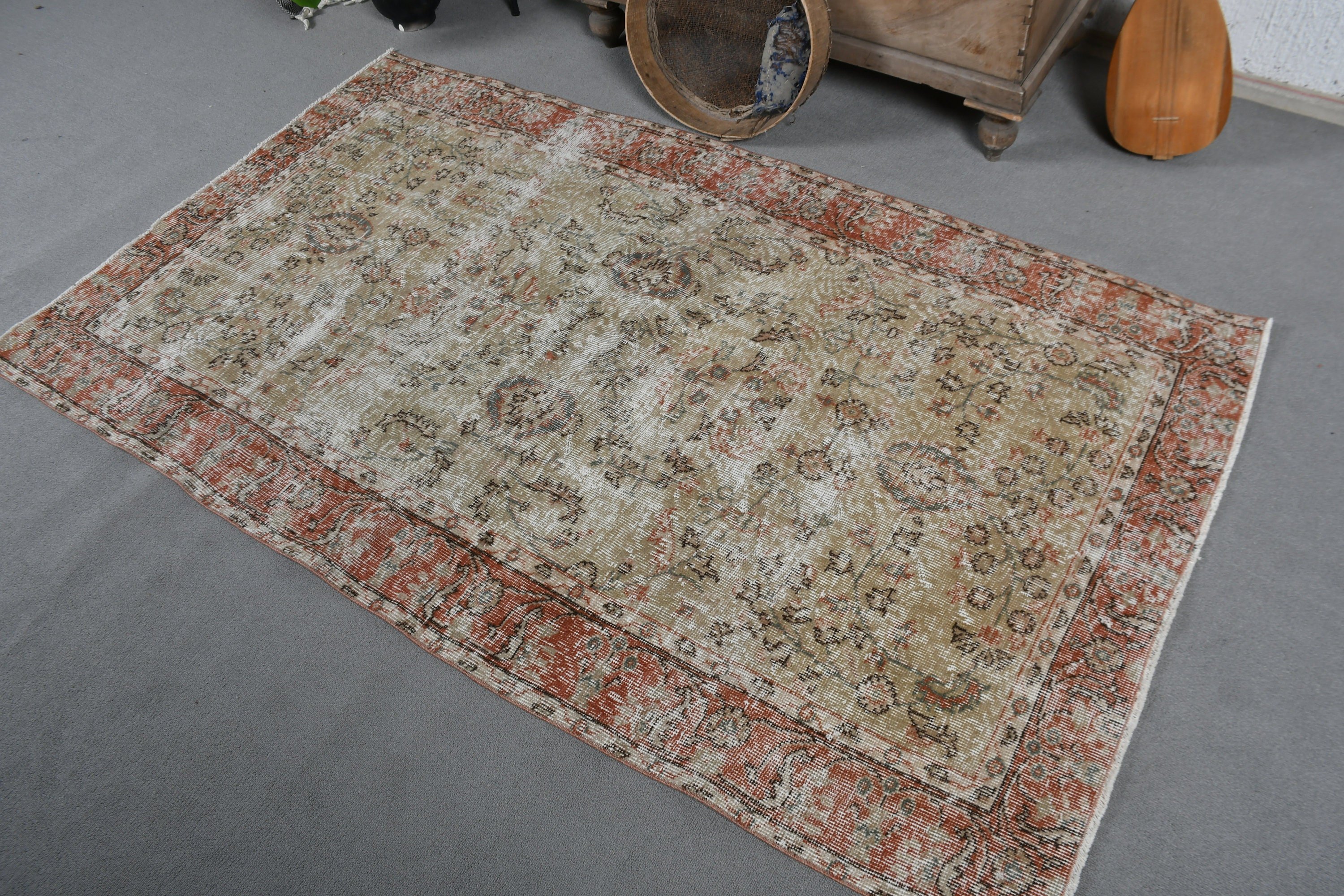 Floor Rug, Rugs for Entry, Vintage Rug, Kitchen Rugs, Beige Antique Rug, Home Decor Rug, Entry Rugs, Turkish Rugs, 3.6x6.4 ft Accent Rug