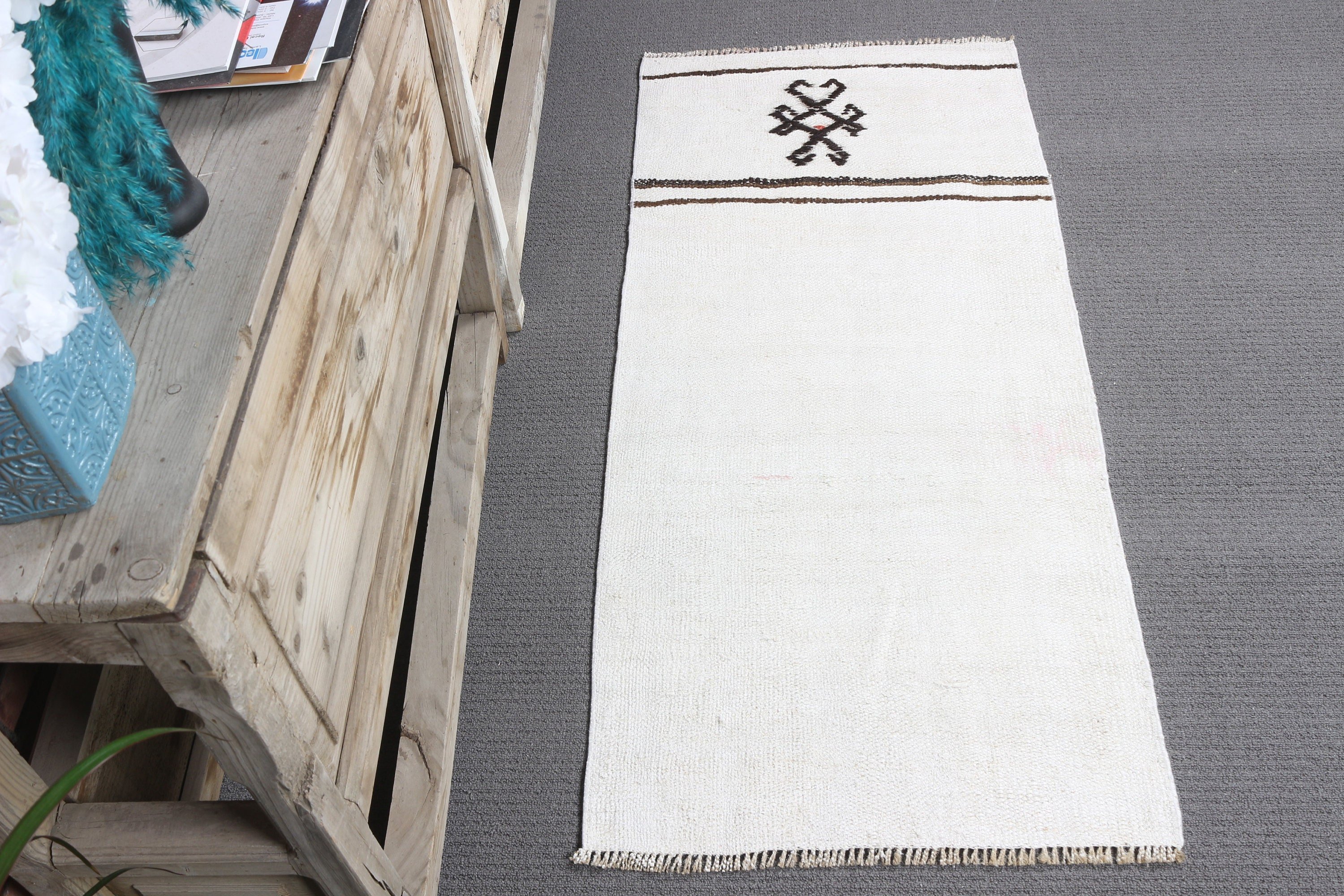 White Moroccan Rug, Vintage Rug, Cool Rugs, Wool Rug, Cute Rug, Bath Rug, Rugs for Door Mat, Turkish Rugs, 1.8x4 ft Small Rugs, Nursery Rug