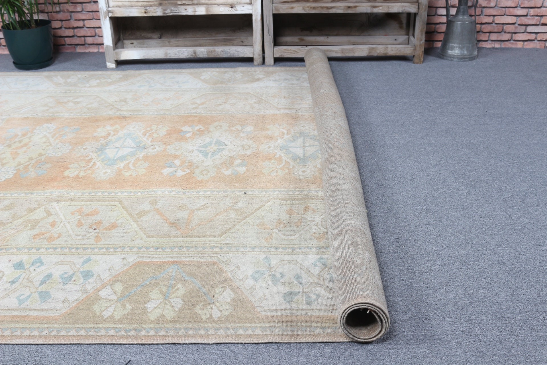 Anadolu Halıları, Türk Halısı, Vintage Halı, Yeşil Yün Halılar, Ev Dekorasyonu Halıları, Yemek Odası Halısı, Oturma Odası Halısı, 6.6x9.2 ft Büyük Halı, Sanat Halısı