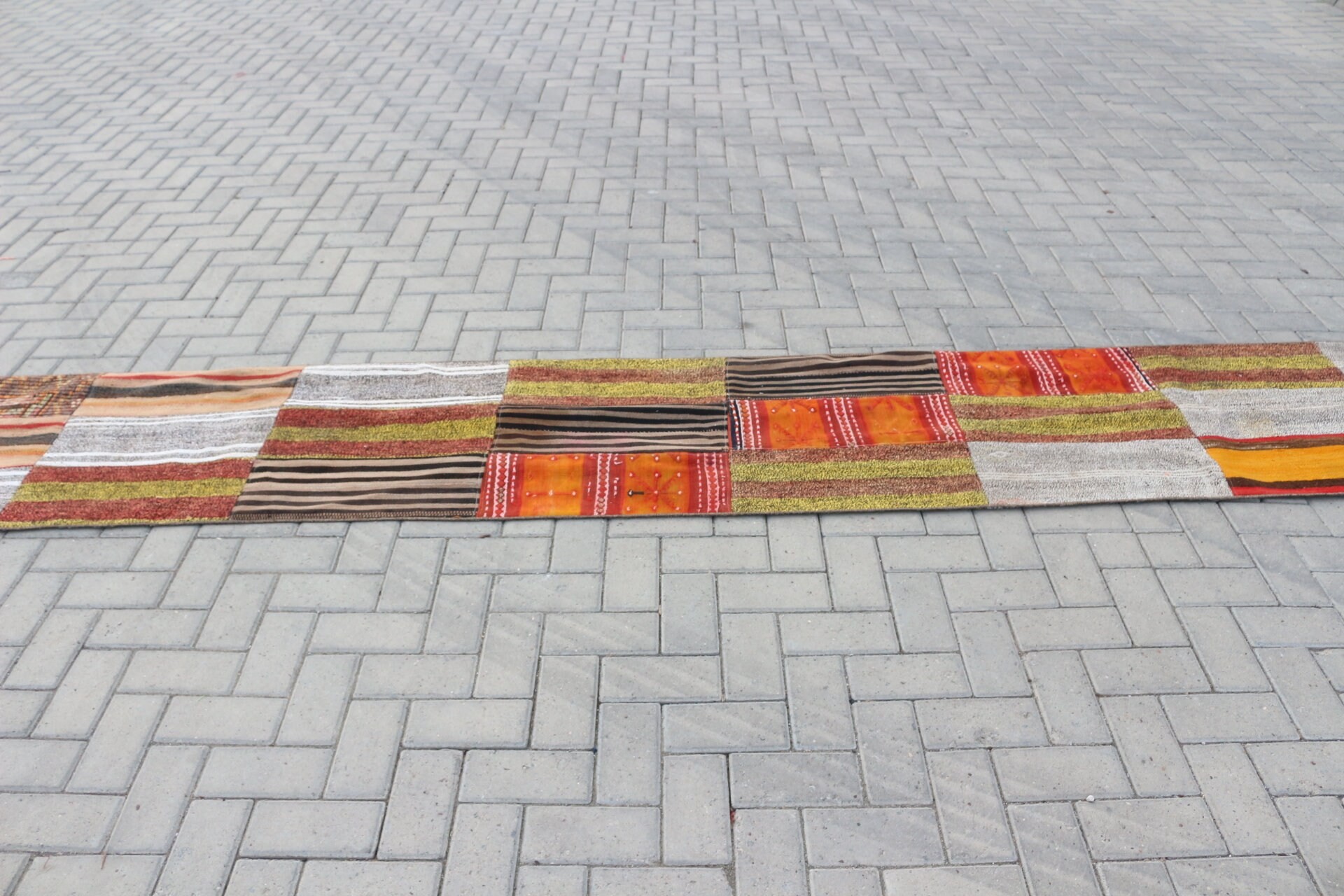 Organik Halılar, Bej 2x20 ft Yolluk Halısı, Koridor Halısı, Mutfak Halısı, Koridor Halısı, Vintage Halı, Oushak Halıları, Türk Halısı, Kilim