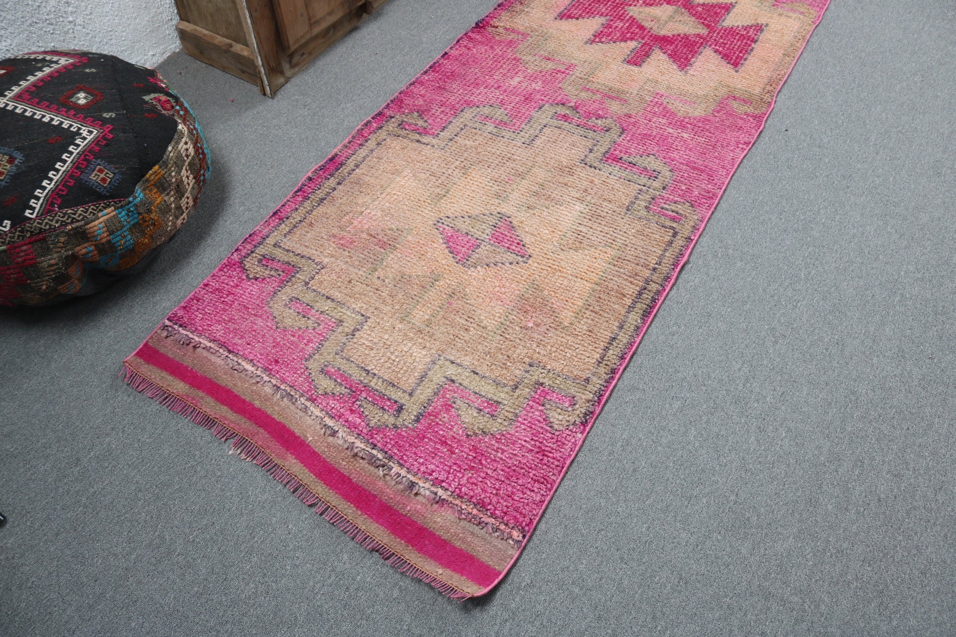 Ethnic Rug, Stair Rugs, Neutral Rugs, Vintage Rugs, Kitchen Rugs, Turkish Rug, Pink Handwoven Rugs, Statement Rug, 2.9x9.8 ft Runner Rugs