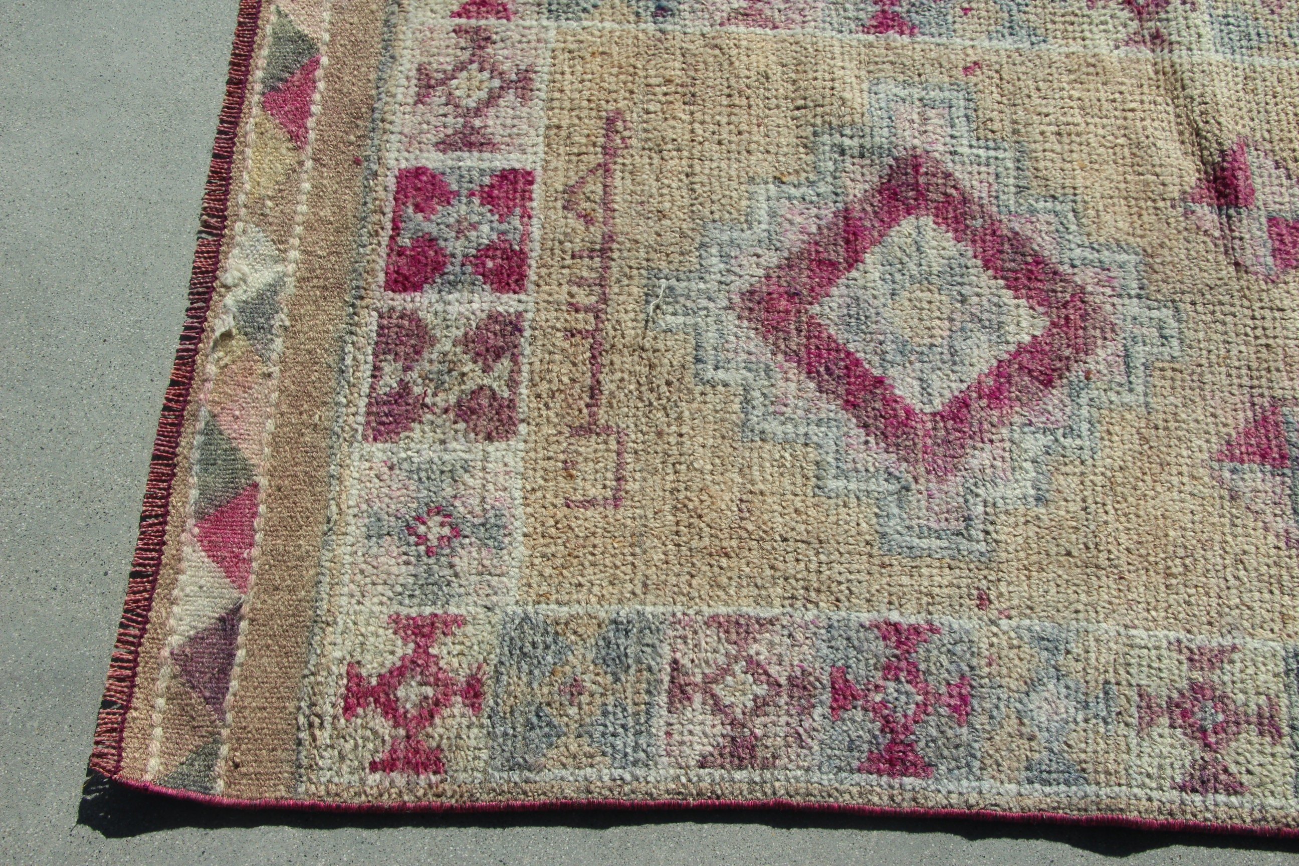 2.9x11.2 ft Runner Rug, Vintage Rug, Kitchen Rug, Modern Rugs, Boho Rug, Pink Boho Rug, Beni Ourain Runner Rug, Turkish Rugs