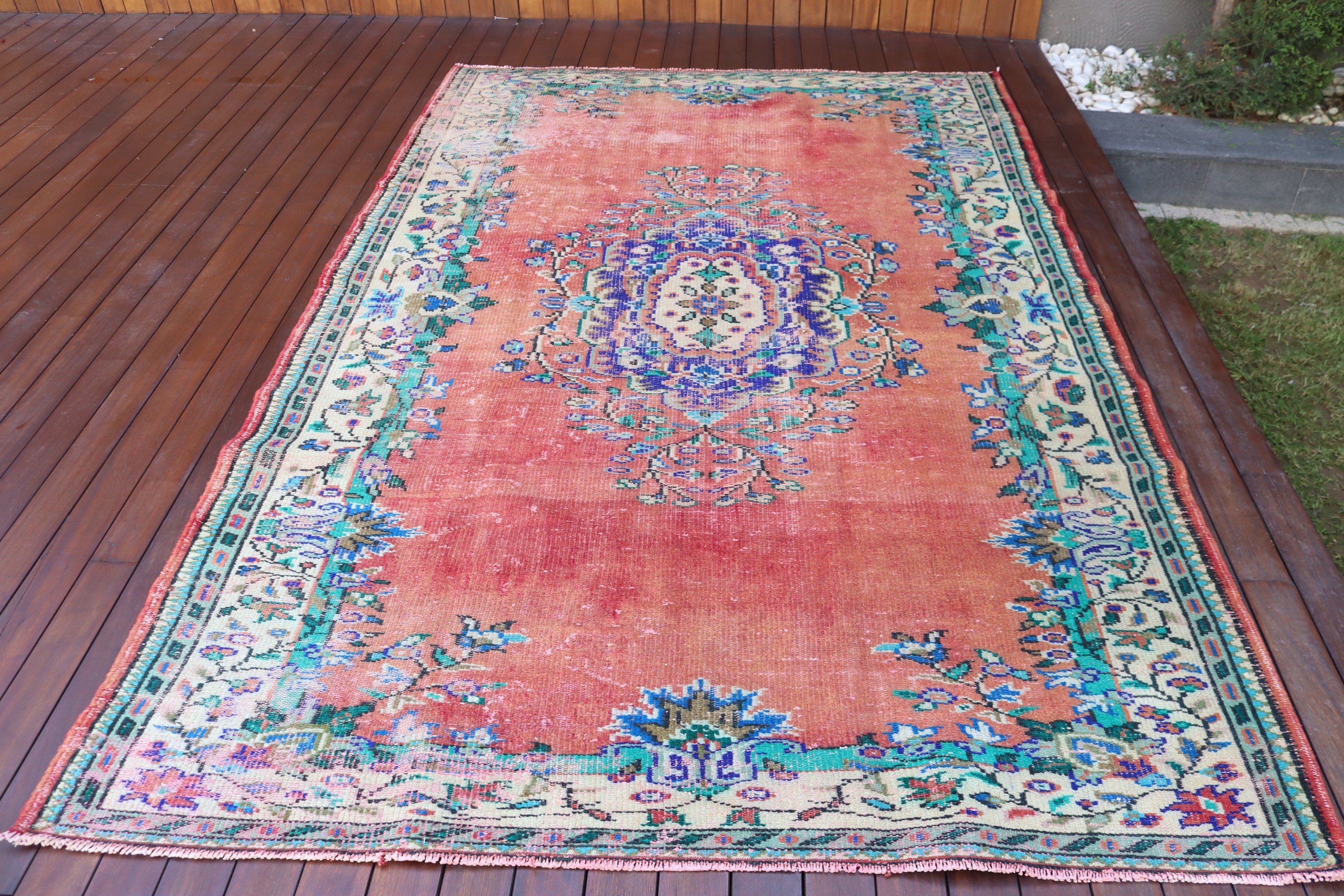 Kırmızı Yün Halılar, 5.9x9.1 ft Büyük Halılar, Türk Halıları, Modern Halı, Vintage Halılar, Yatak Odası Halıları, Büyük Vintage Halı, Büyük Boho Halıları