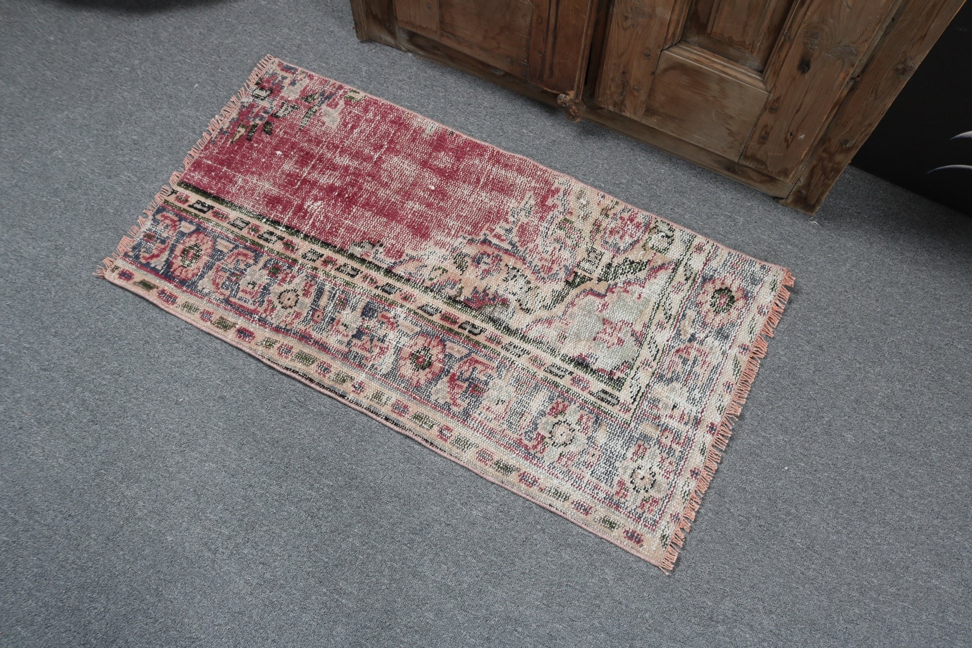 Araba Paspas Halısı, Giriş Halıları, Nötr Halı, Küçük Boho Halılar, Antika Halı, 1.6x3.1 ft Küçük Halılar, Türk Halıları, Vintage Halılar, Mor Boho Halı