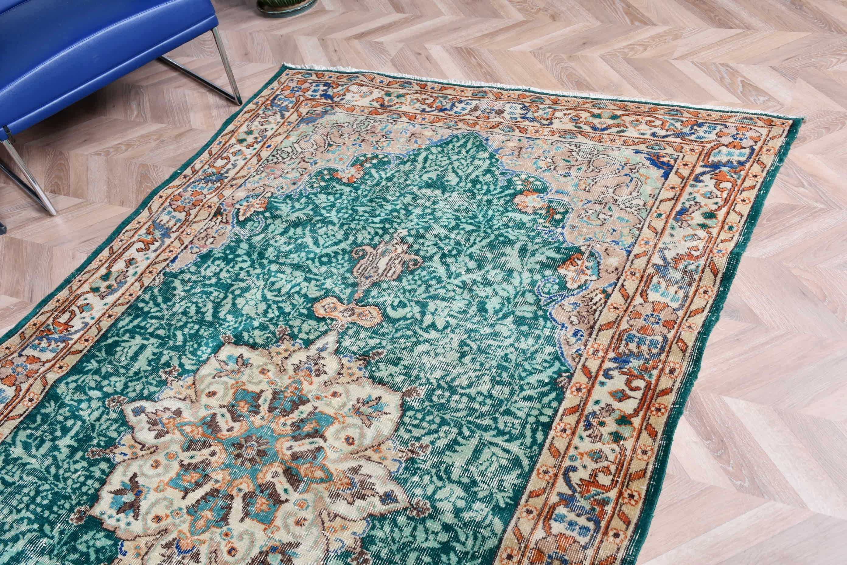 Yer Halıları, Yatak Odası Halıları, Vintage Halı, Yemek Odası Halısı, 5.1x8.5 ft Büyük Halı, Türk Halısı, Yeşil Anadolu Halısı, Harika Halılar, Türkiye Halısı