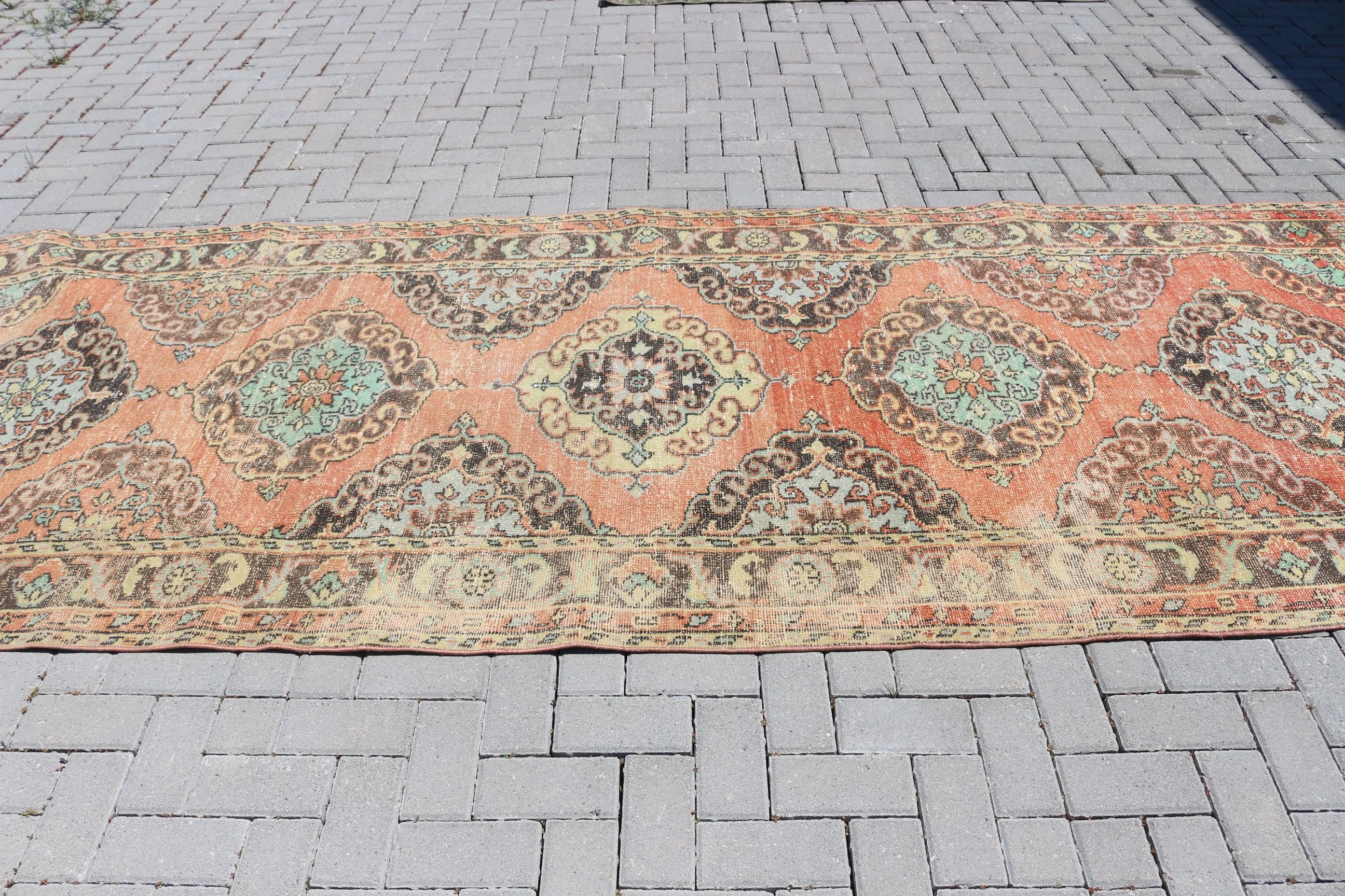 Vintage Halı, Kırmızı Oushak Halı, Koridor Halısı, Yatak Odası Halısı, Özel Halı, Koridor Halıları, Mutfak Halıları, 4.6x12.2 ft Yolluk Halısı, Türk Halıları