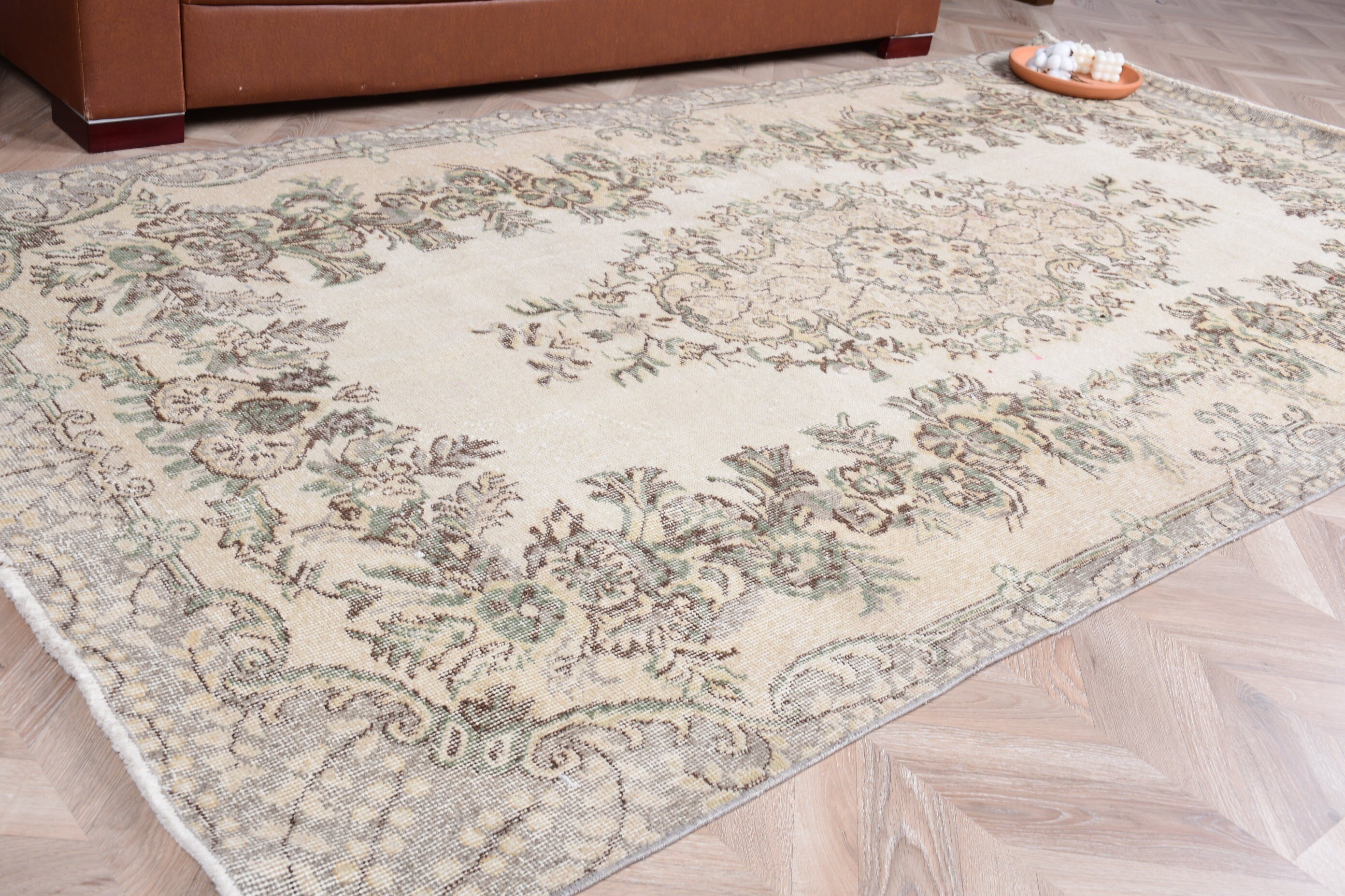 Turkish Rugs, Salon Rug, Vintage Rug, Dining Room Rug, Dorm Rugs, Beige Kitchen Rugs, 4.9x9.2 ft Large Rug, Oushak Rugs, Home Decor Rug