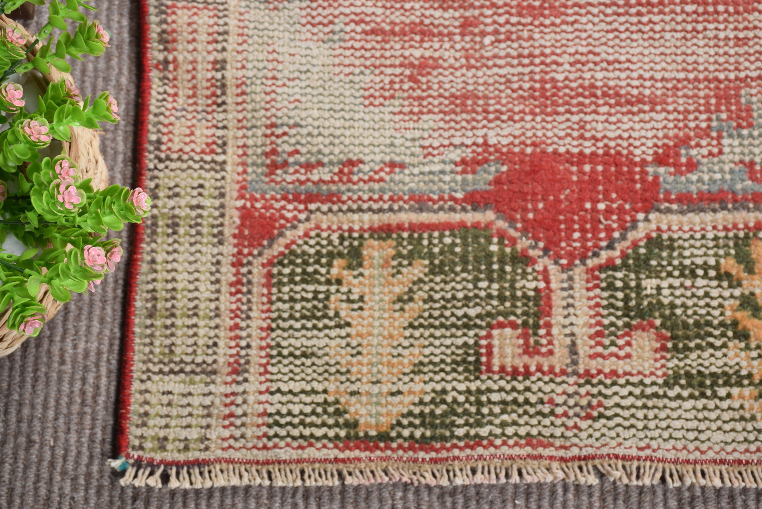 Pastel Rug, 1.9x3.6 ft Small Rugs, Vintage Rug, Kitchen Rugs, Turkish Rugs, Anatolian Rug, Door Mat Rug, Beige Moroccan Rugs