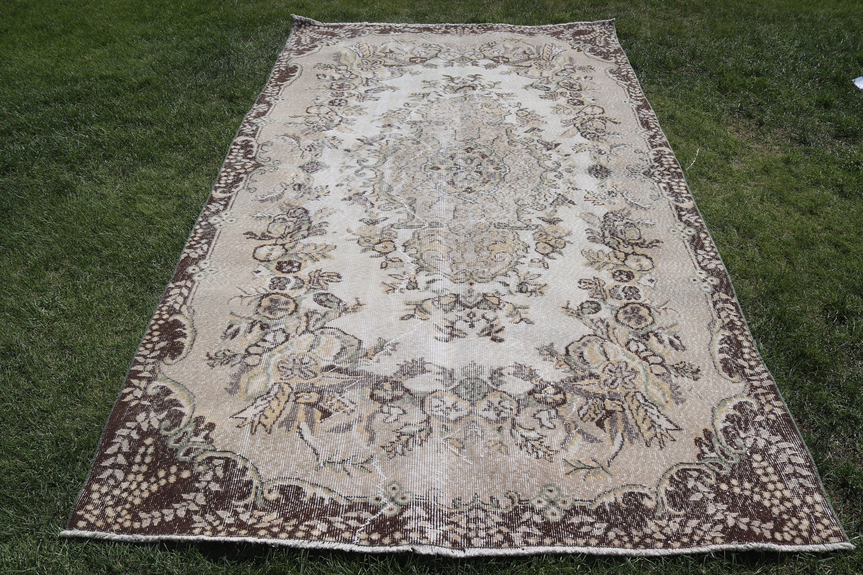 Antika Halılar, Vintage Halılar, Ev Dekorasyonu Halısı, Kahverengi El Dokuma Halılar, Yemek Odası Halıları, 5.3x9.4 ft Büyük Halı, Türk Halısı, Büyük Boho Halısı