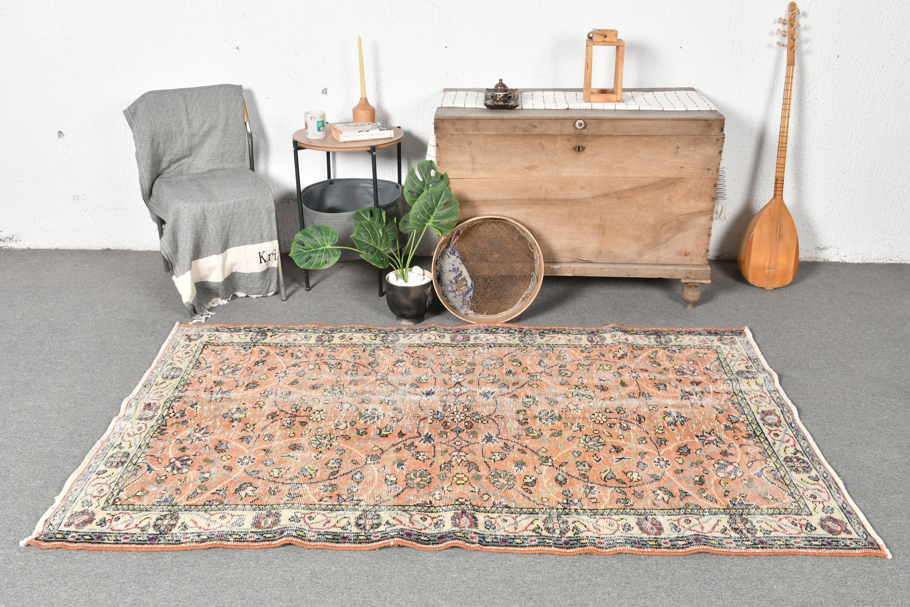 Floor Rug, Brown Antique Rug, Home Decor Rugs, Rugs for Kitchen, 3.9x6.7 ft Area Rugs, Indoor Rug, Vintage Rug, Turkish Rugs