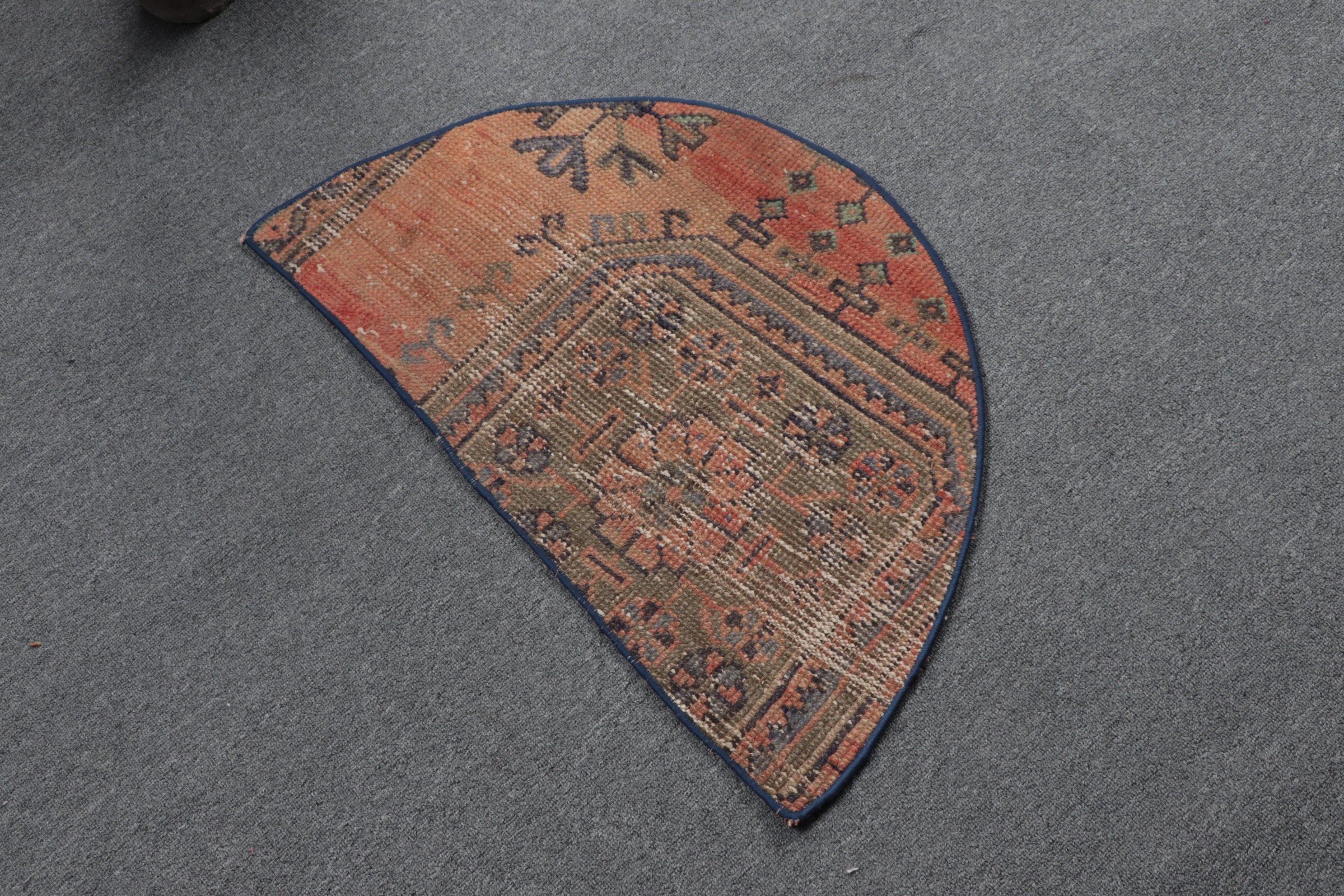 Aztec Rugs, Orange Antique Rug, Turkish Rugs, Vintage Rug, Nursery Rugs, Kitchen Rug, Oushak Rug, Wall Hanging Rug, 2.5x1.5 ft Small Rug