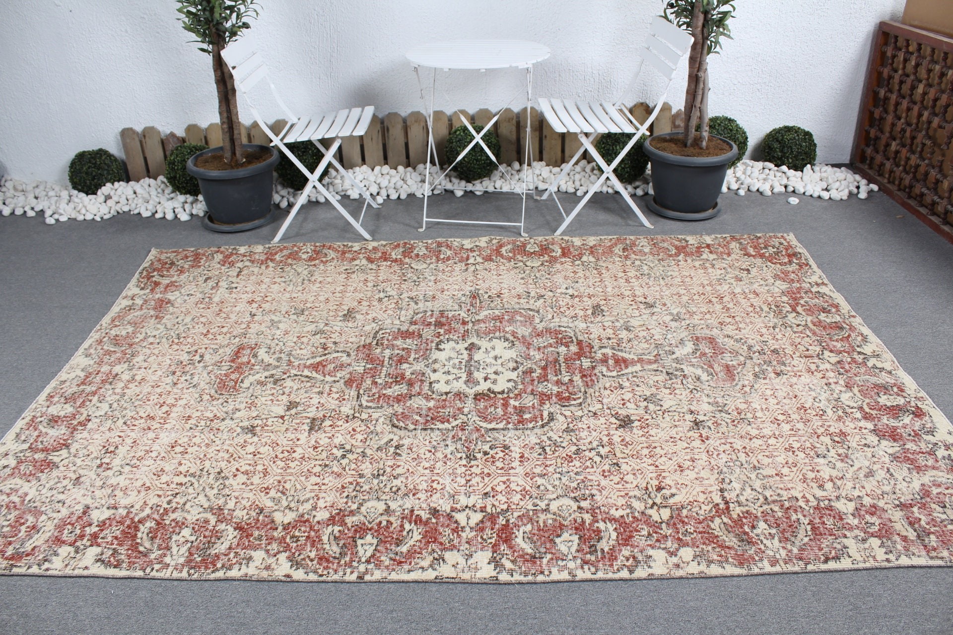 Dining Room Rug, Living Room Rugs, Floor Rugs, Turkish Rug, Vintage Rugs, Handmade Rug, Cool Rug, Beige  5.9x8.9 ft Large Rugs