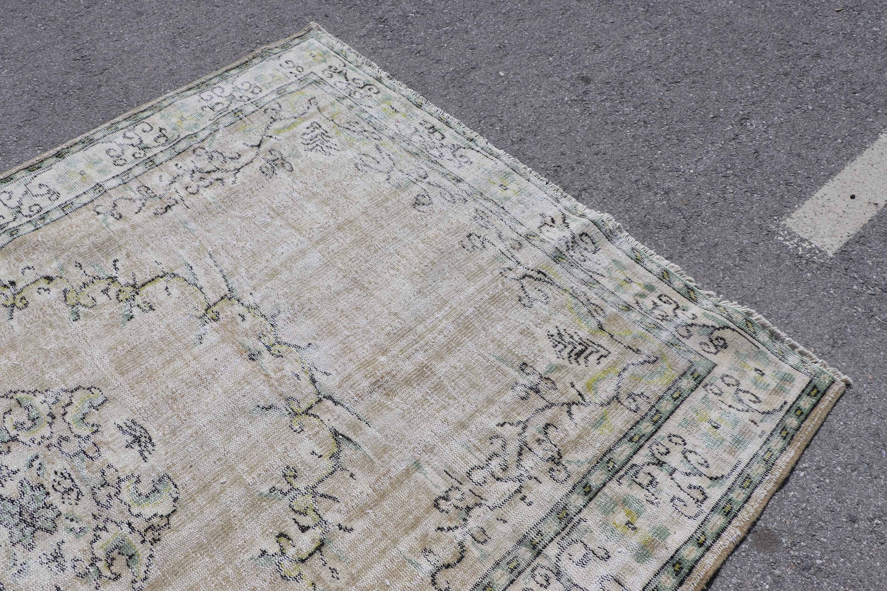 Vintage Rug, Office Rug, 6.3x9.1 ft Large Rug, Antique Rugs, Turkish Rugs, Salon Rugs, Dining Room Rug, Green Home Decor Rug, Kitchen Rug