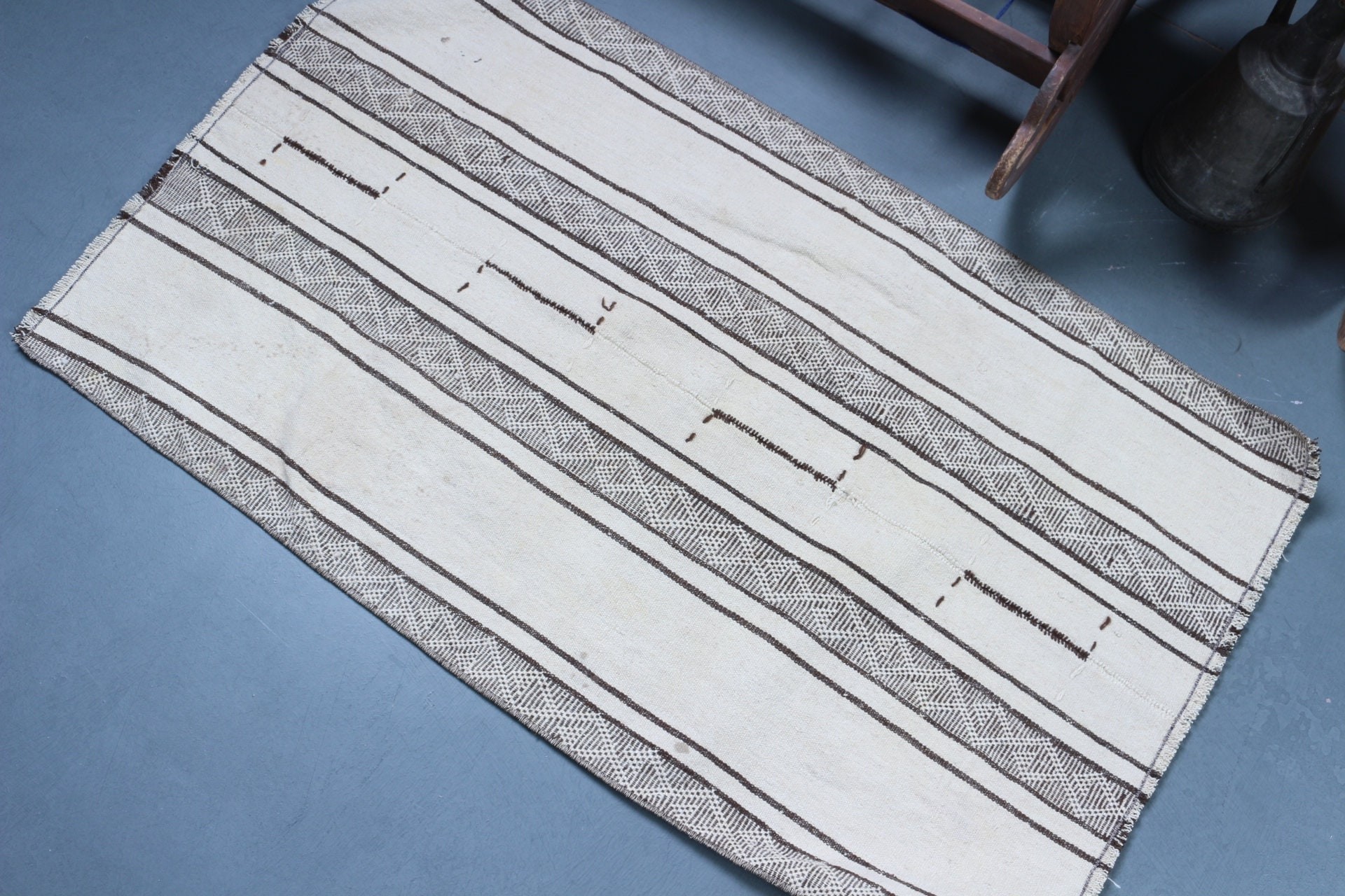 Pale Rugs, 2.6x4.3 ft Small Rug, Vintage Rug, Turkish Rugs, Beige Moroccan Rug, Car Mat Rug, Wool Rug, Bath Rug, Kilim