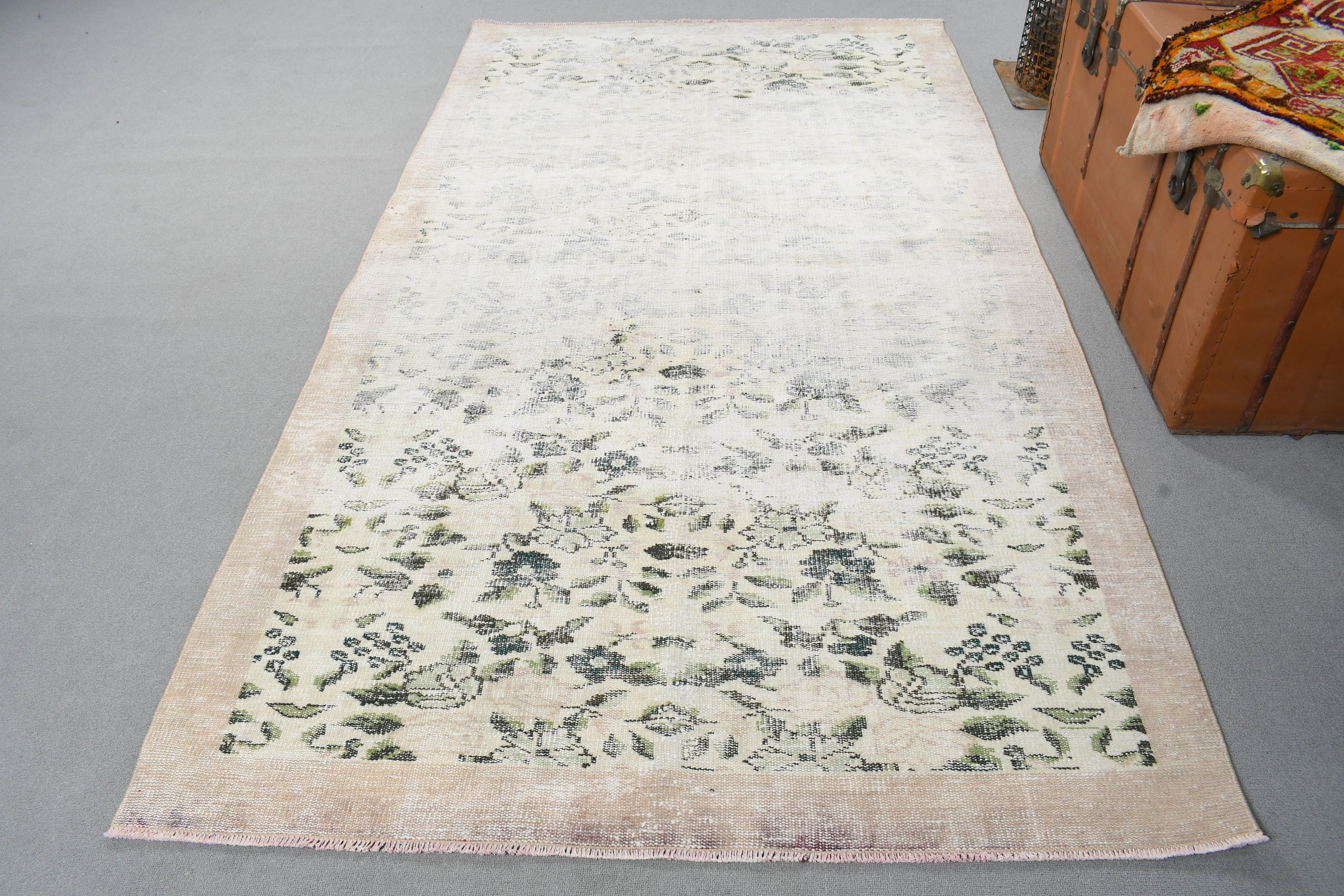 Wool Rug, Living Room Rug, Bedroom Rugs, Beige Boho Rug, Dining Room Rug, 4.7x8.5 ft Area Rugs, Turkish Rugs, Rugs for Indoor, Vintage Rug