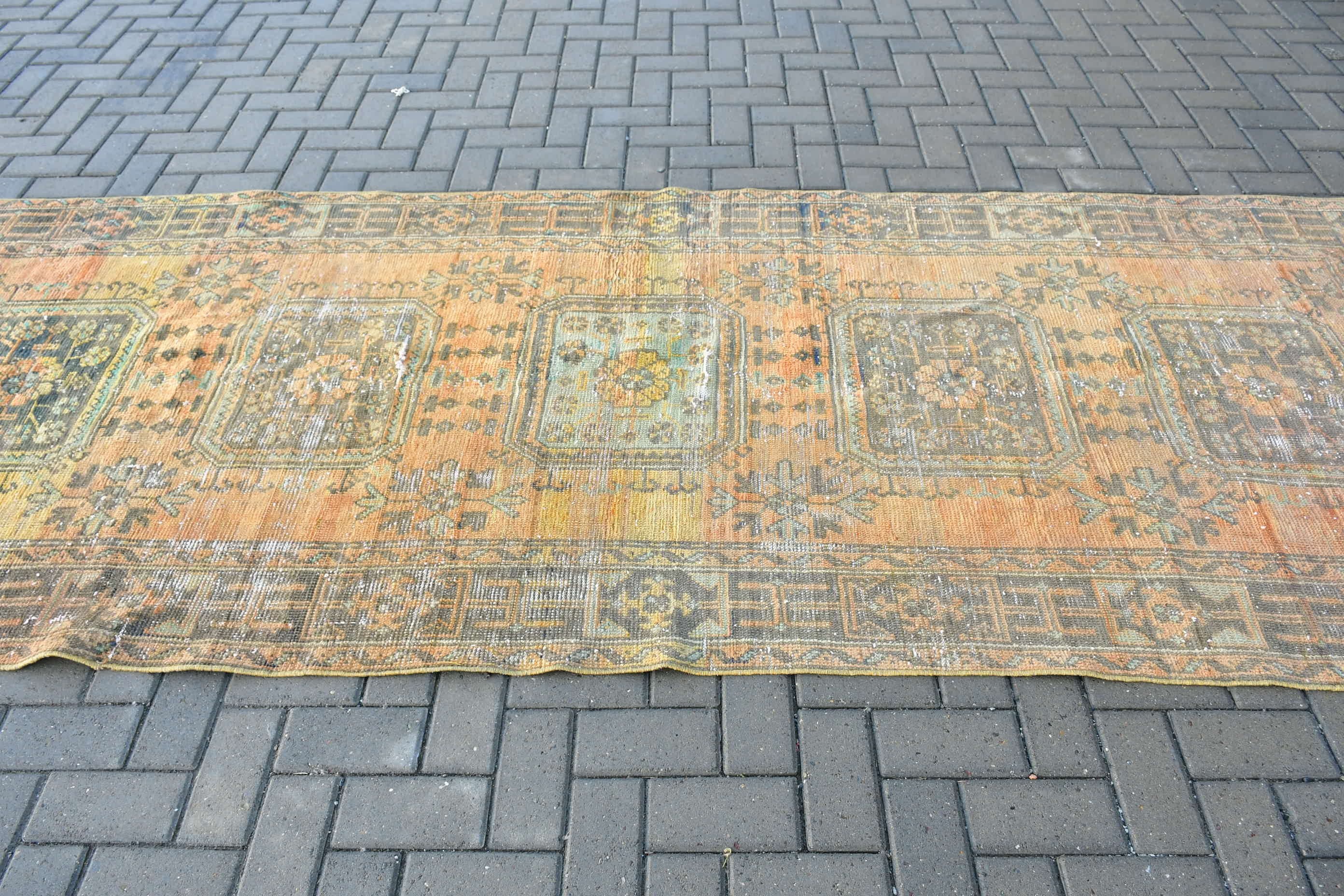 Fas Halıları, Mutfak Halısı, Turuncu Anadolu Halısı, Sanat Halısı, Vintage Halı, 4,2x11,1 ft Yolluk Halıları, Mutfak Halıları, Harika Halılar, Türk Halıları