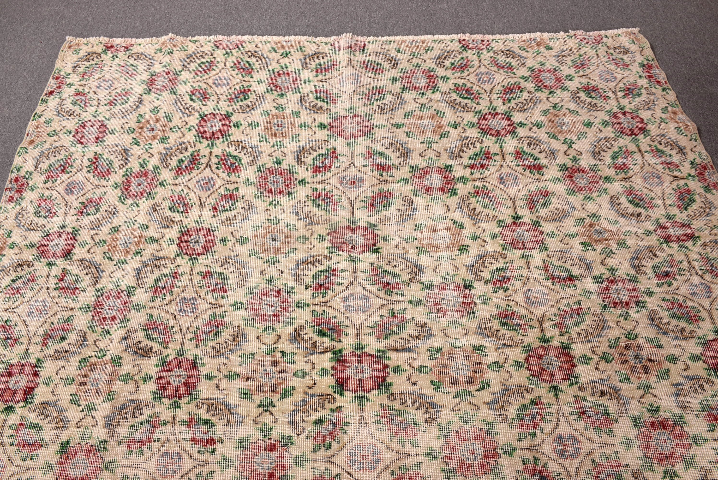 Anadolu Halıları, Vintage Halı, Oryantal Halı, Bej Yün Halılar, Yatak Odası Halısı, 6.8x9.8 ft Büyük Halı, Yer Halısı, Türk Halısı, Yemek Odası Halıları