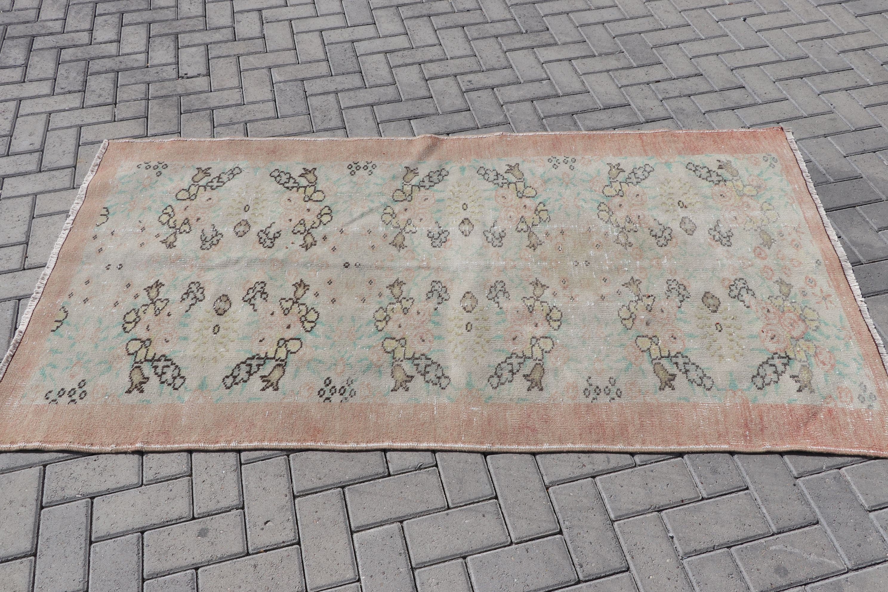 3.6x6.8 ft Area Rug, Wool Rug, Nursery Rugs, Rugs for Indoor, Bedroom Rugs, Vintage Rug, Beige Antique Rugs, Turkish Rug