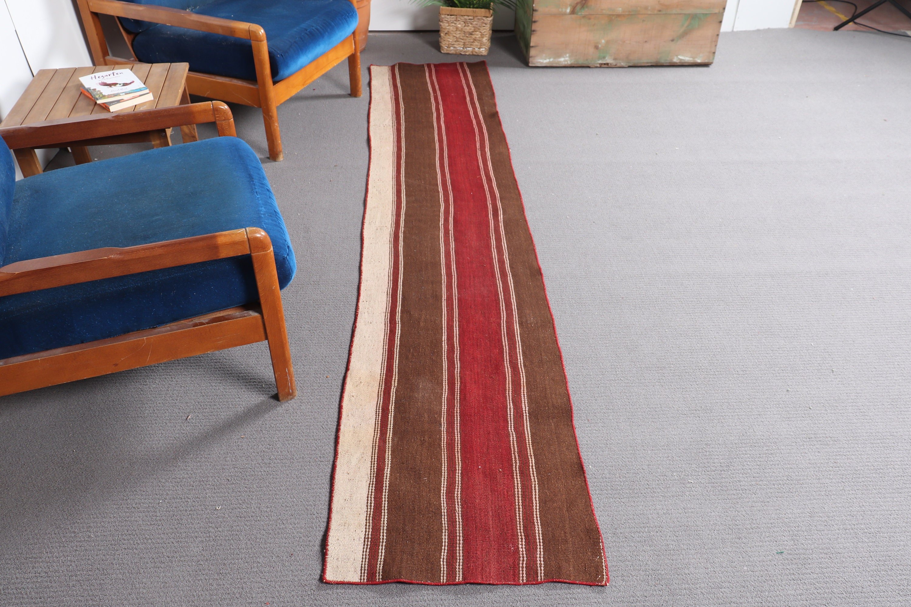 Muted Rug, Corridor Rug, Kilim, Floor Rug, Brown Bedroom Rugs, 1.8x8.7 ft Runner Rug, Turkish Rugs, Kitchen Rug, Vintage Rug, Stair Rugs