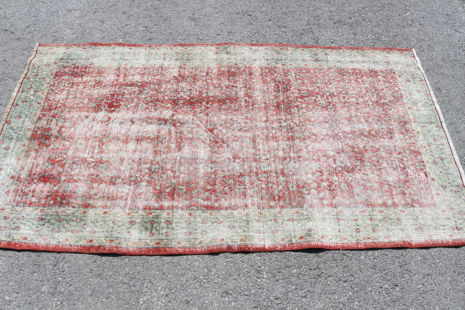 Oushak Rug, Rugs for Kitchen, Moroccan Rug, Kitchen Rugs, Vintage Rug, Turkish Rug, Red  3.6x6.4 ft Accent Rugs, Entry Rug