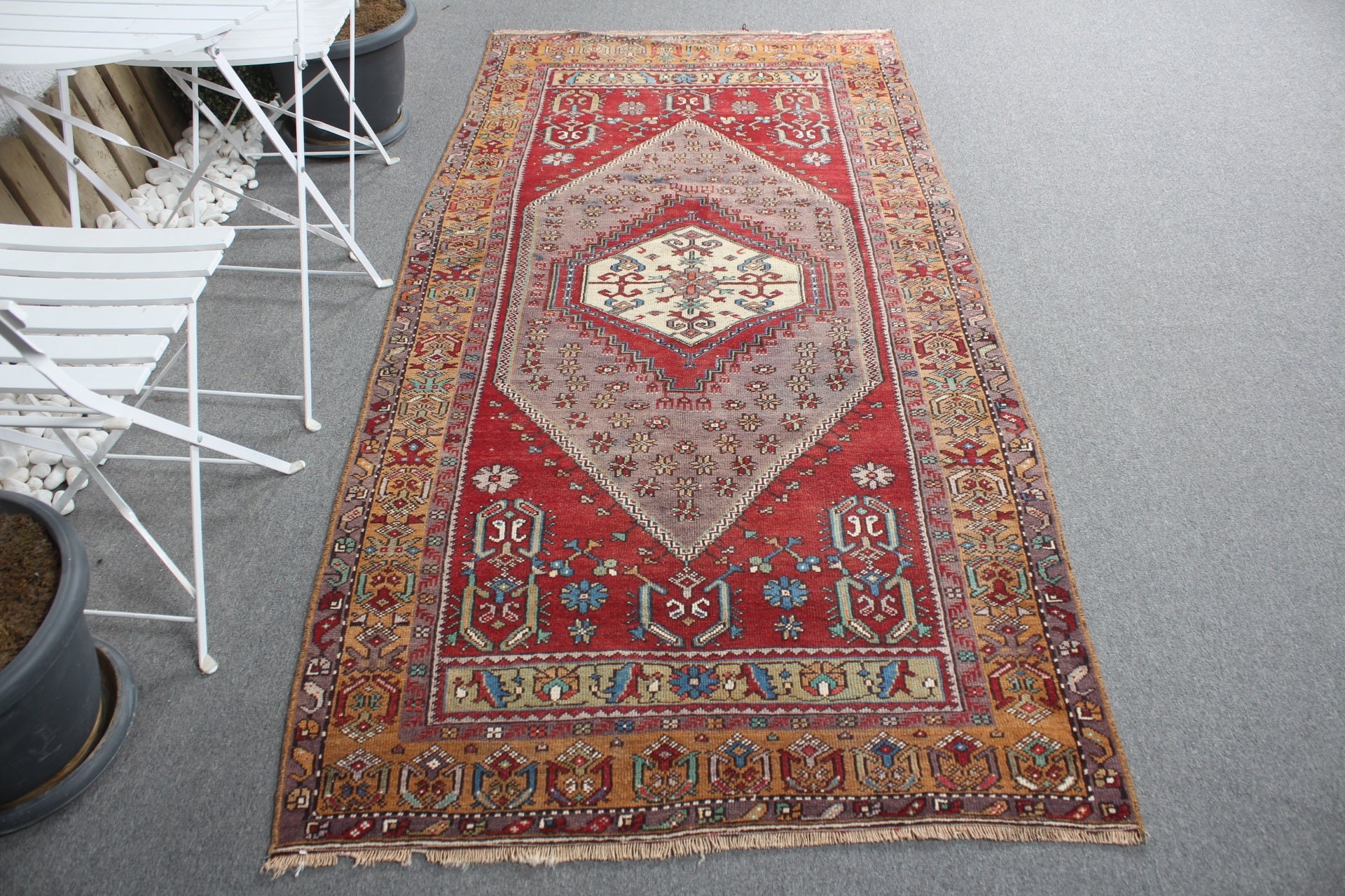 Oturma Odası Halıları, İç Mekan Halıları, Anadolu Halıları, Vintage Halı, Bohem Halısı, 3,8x7,9 ft Alan Kilimi, Kırmızı Oryantal Halı, Oryantal Halı, Türk Halıları