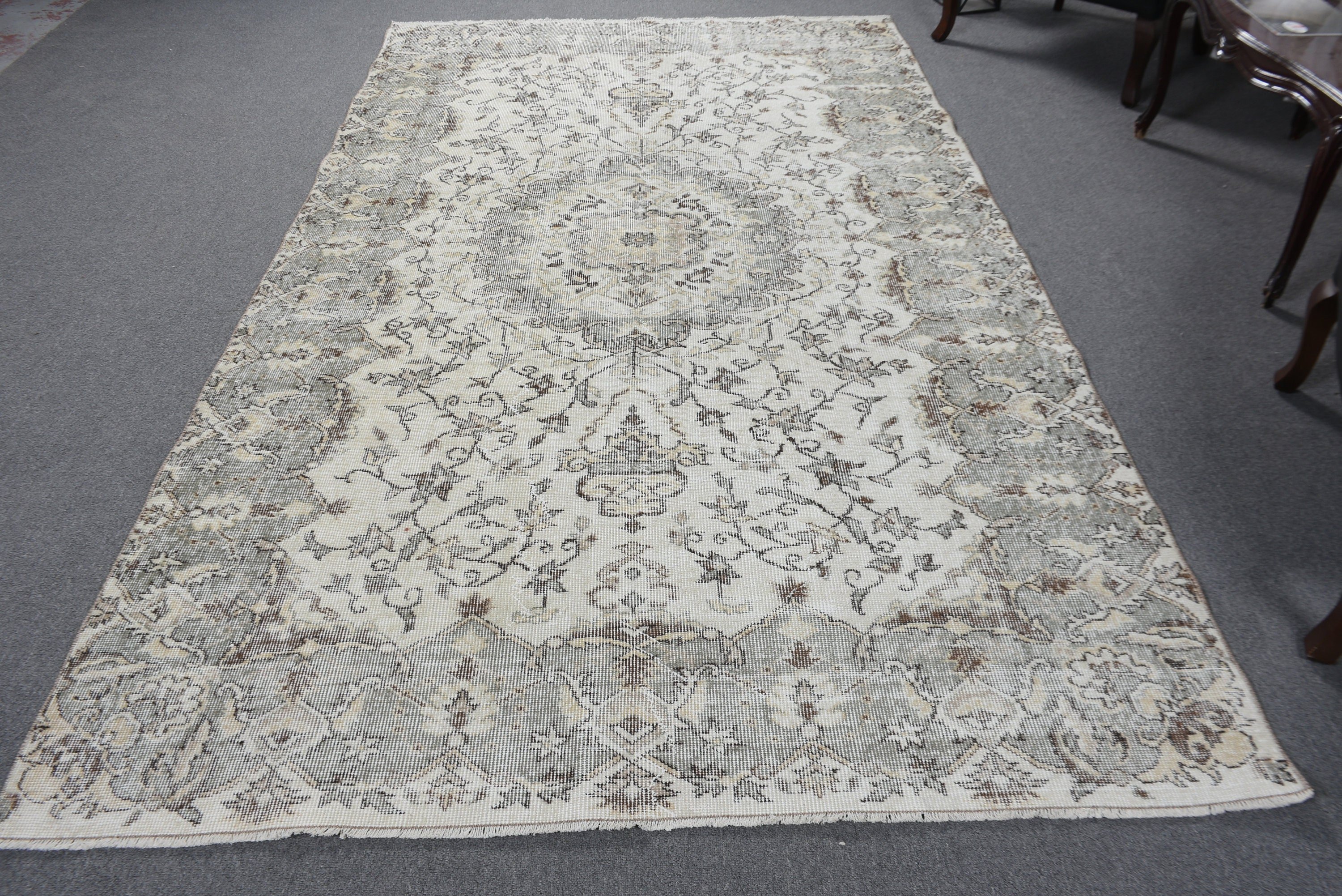 Boho Rug, Turkish Rugs, Home Decor Rugs, Salon Rugs, White Moroccan Rug, Vintage Rug, Antique Rug, 5.7x9.6 ft Large Rugs, Living Room Rugs