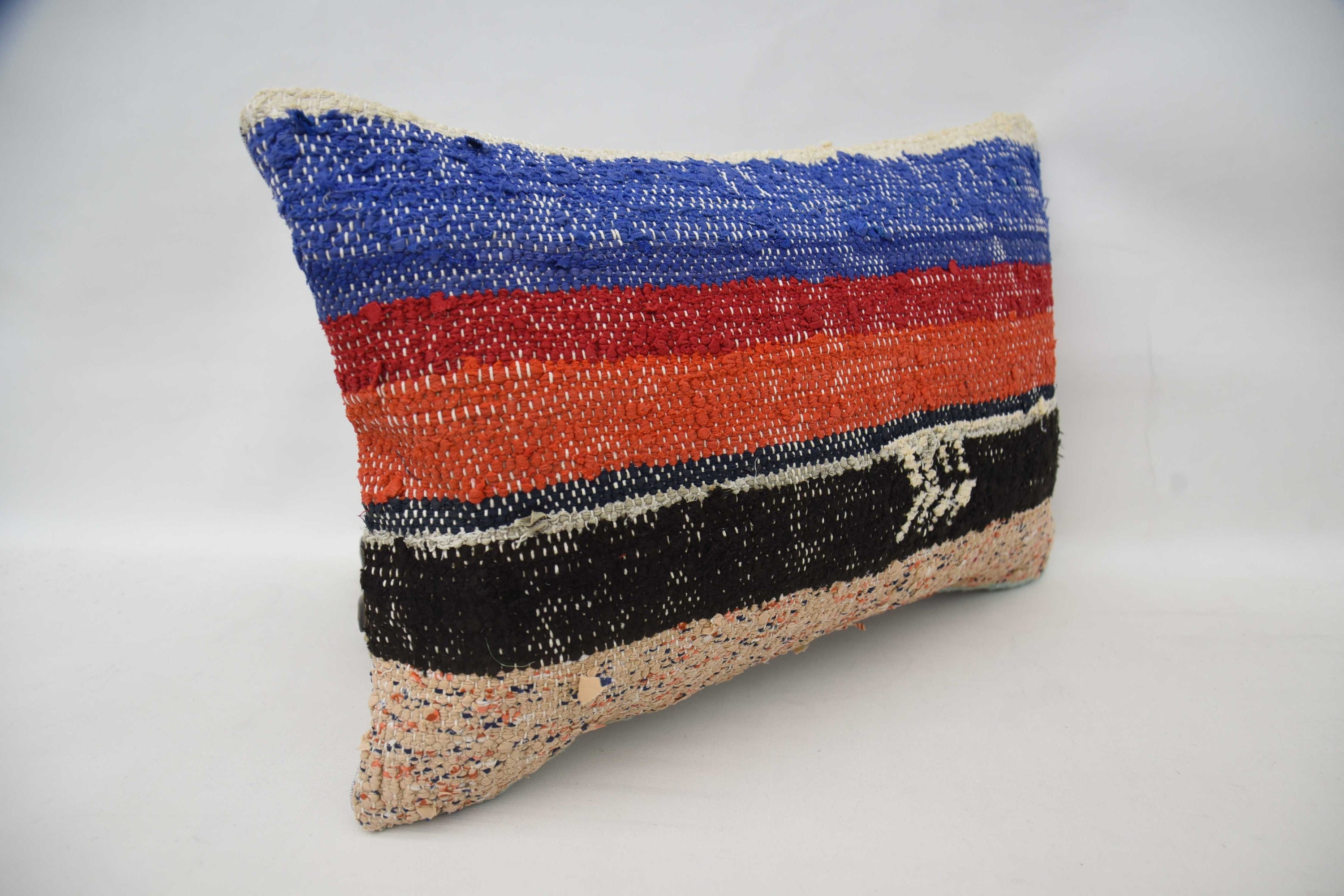 Boho Pillow Sham Cover, Kilim Cushion Sham, 16"x24" Blue Pillow Sham, Luxury Cushion, One Of A Kind Cushion Case, Antique Pillows