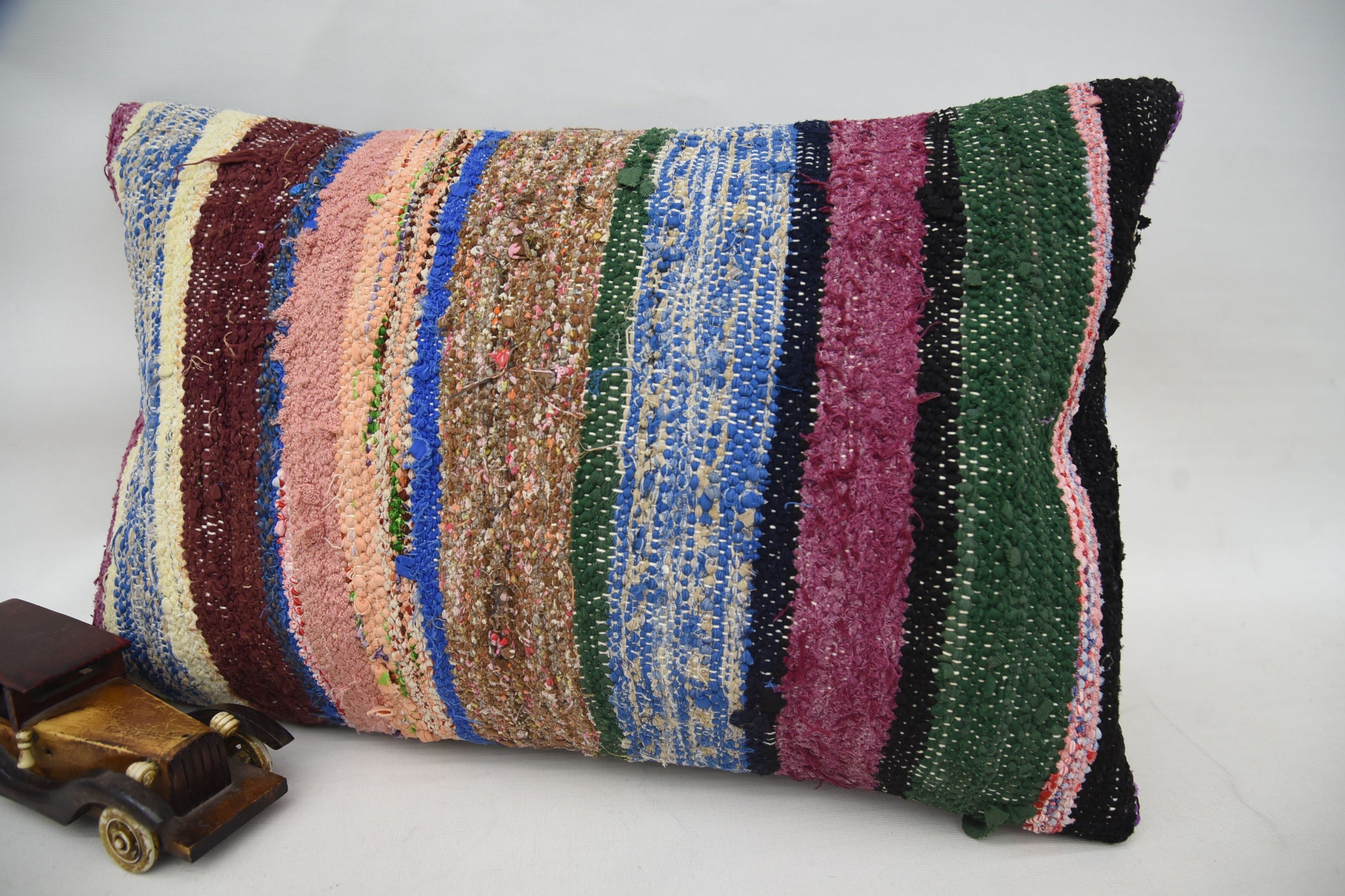 Pillow for Sofa, Outdoor Bolster Pillow Sham, Home Decor Pillow, 16"x24" Pink Pillow Sham, Neutral Throw Cushion, Kilim Pillow