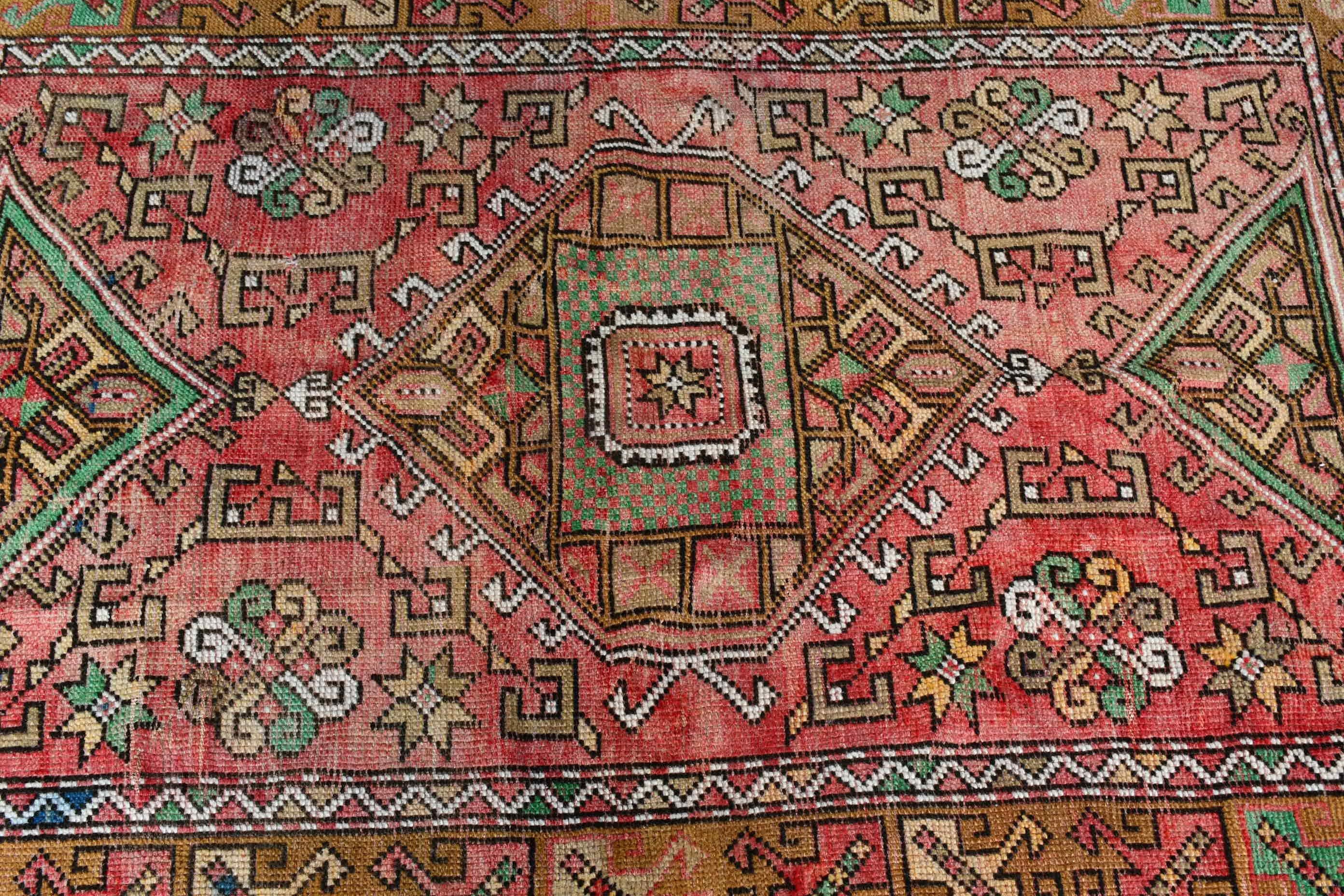 Vintage Rug, Turkish Rugs, Antique Rugs, Nursery Rug, 3.8x5.7 ft Accent Rugs, Bedroom Rug, Red Kitchen Rug, Rugs for Kitchen