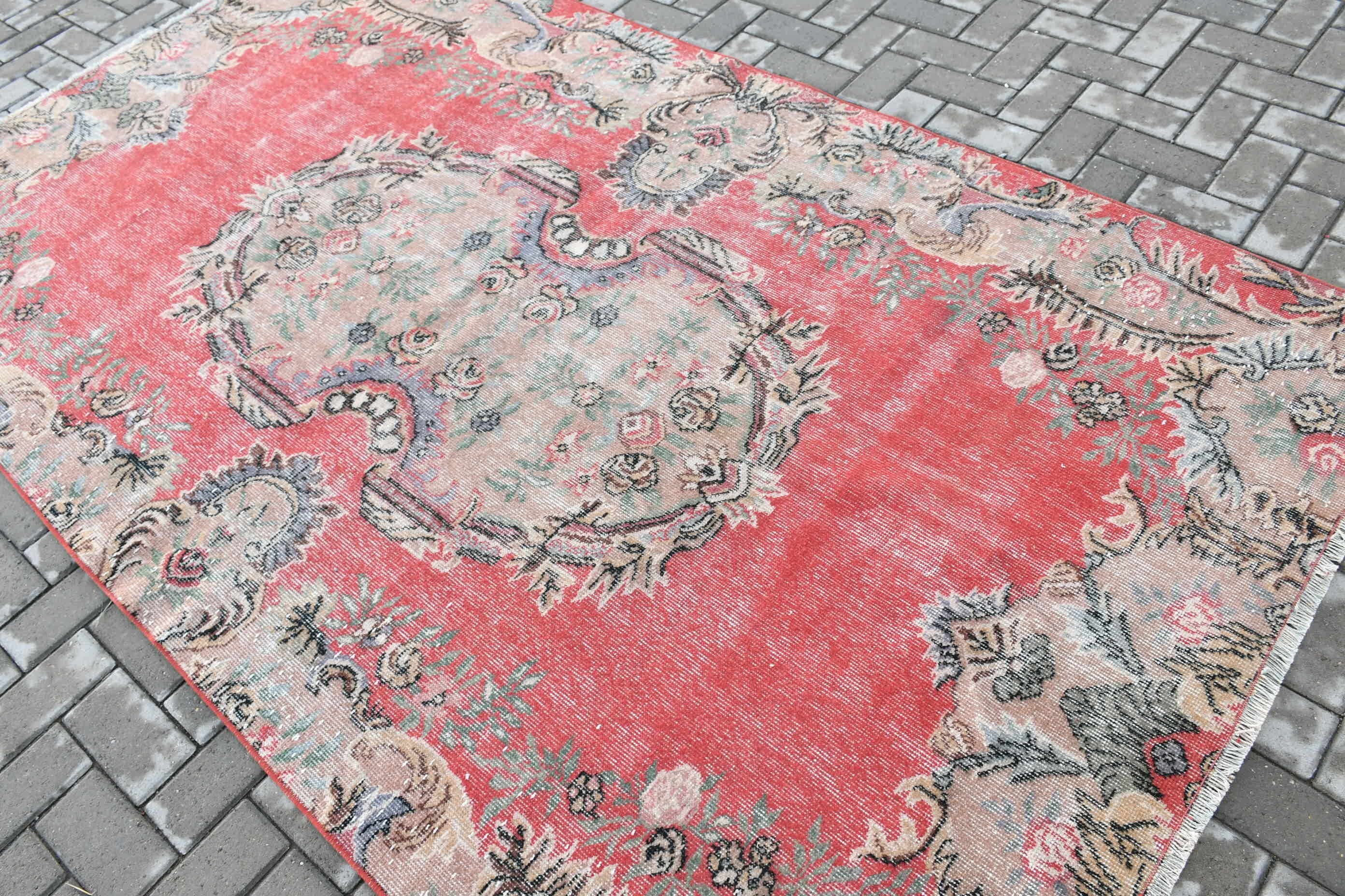 Vintage Rug, Bedroom Rug, Turkish Rug, 5.1x8.9 ft Large Rugs, Moroccan Rug, Dining Room Rug, Rugs for Living Room, Red Antique Rugs