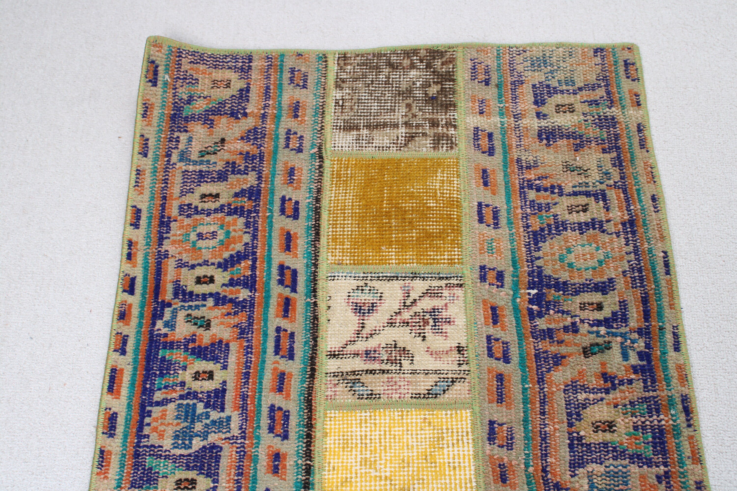 Blue Anatolian Rug, Home Decor Rugs, Bedroom Rugs, Vintage Rug, Moroccan Rug, 1.9x3.8 ft Small Rugs, Retro Rug, Car Mat Rug, Turkish Rug