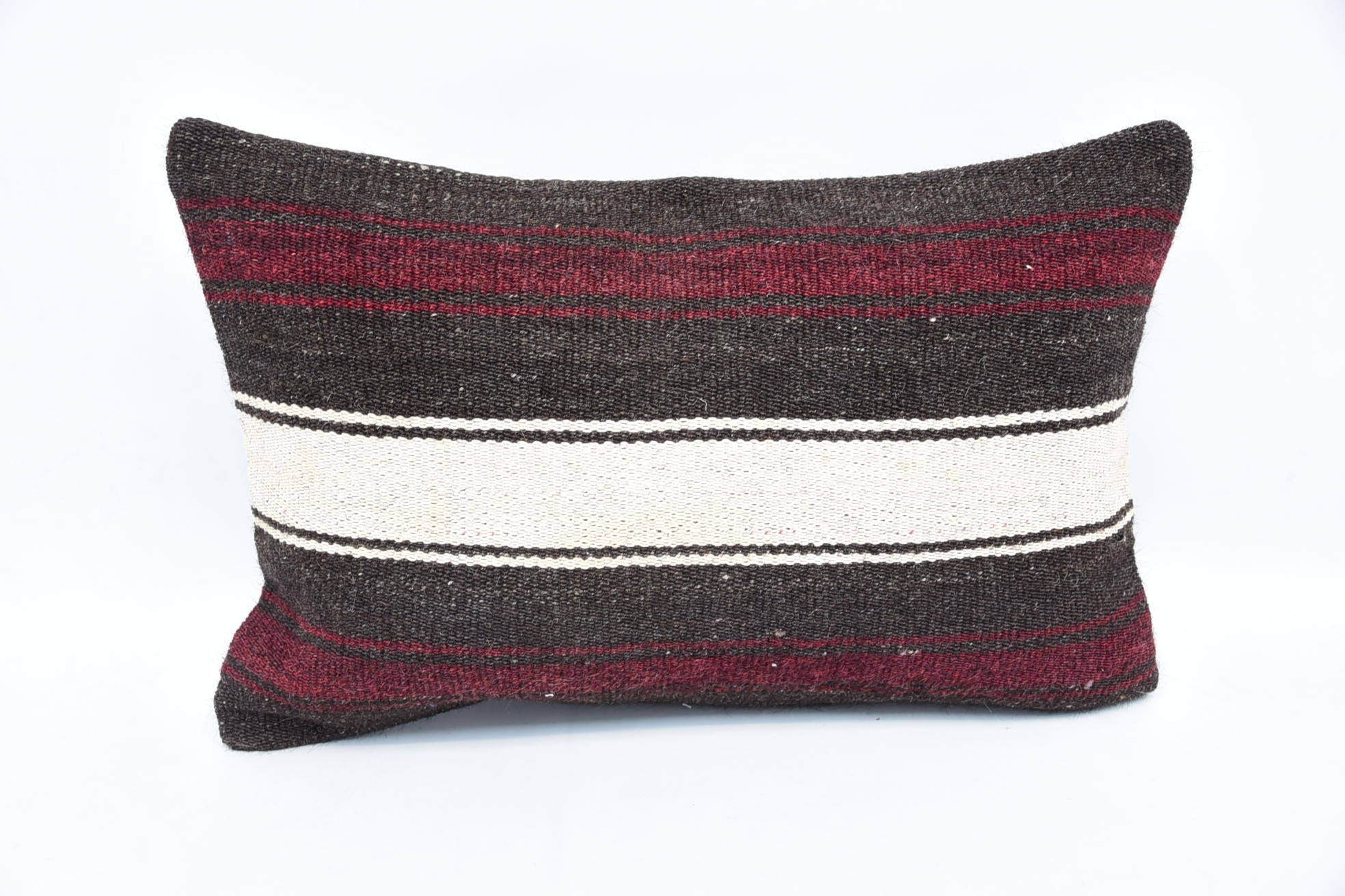 Vintage Kilim Pillow, 16"x24" Brown Pillow Sham, Interior Designer Pillow, Bench Pillow Sham, Ethnic Cushion, Kilim Pillow