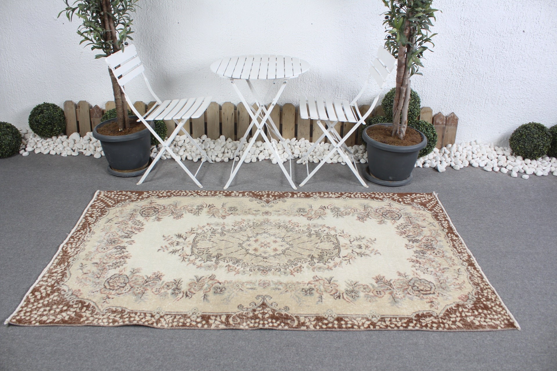 Yemek Odası Halıları, 3.8x6.8 ft Alan Halısı, Türk Halıları, Türkiye Halıları, Bej Havalı Halılar, Vintage Halılar, Yatak Odası Halıları, Yün Halılar, Çocuk Odası Halıları