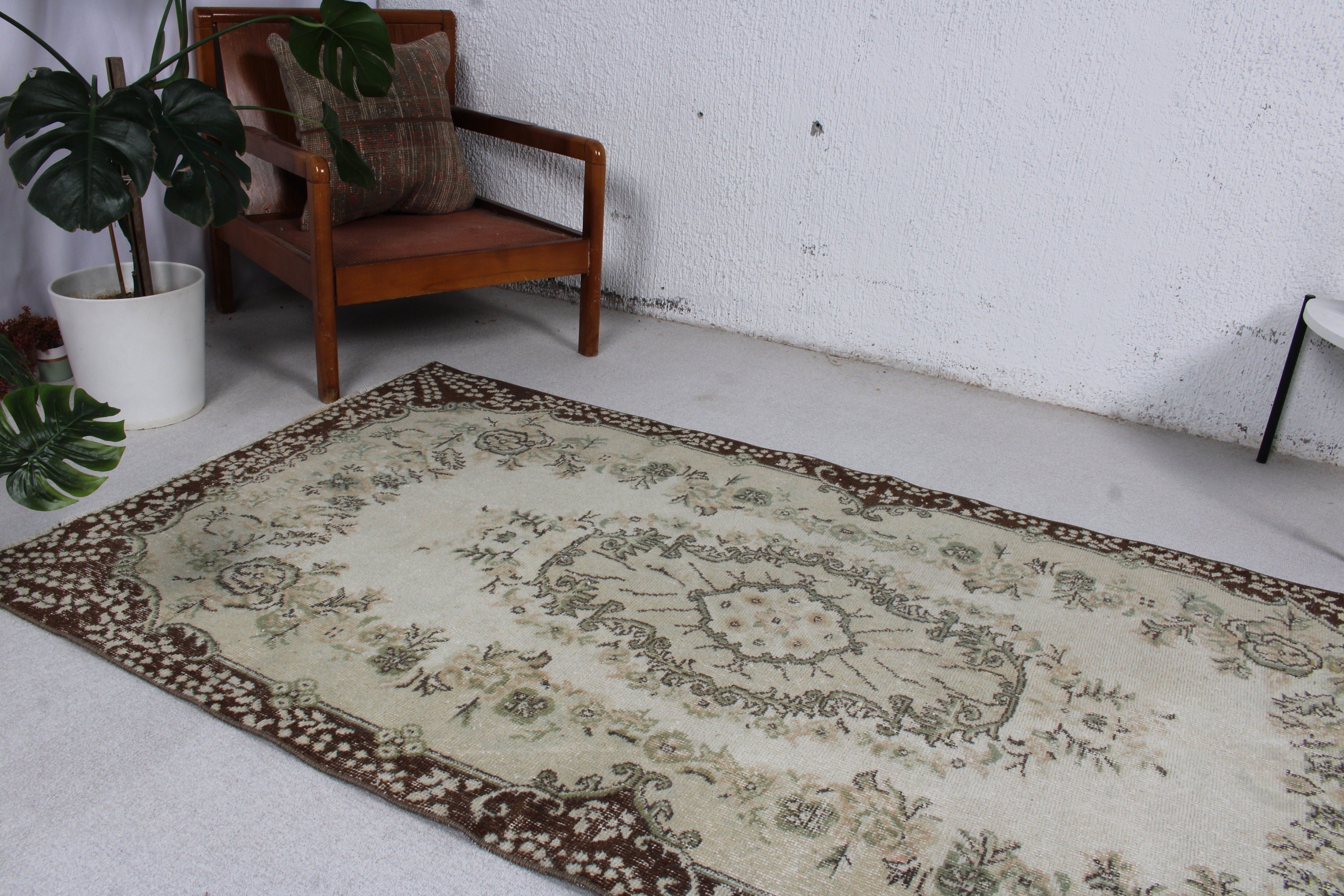 Bedroom Rugs, Turkish Rug, Rugs for Bedroom, Vintage Area Rugs, Vintage Rugs, Brown Anatolian Rug, Neutral Rug, 3.7x6.6 ft Area Rug