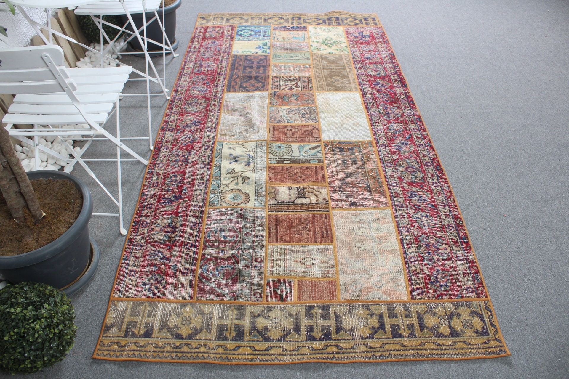 4.2x8.6 ft Area Rug, Vintage Rugs, Cute Rug, Living Room Rugs, Oushak Rug, Floor Rug, Turkish Rug, Home Decor Rug, Rainbow Oriental Rug