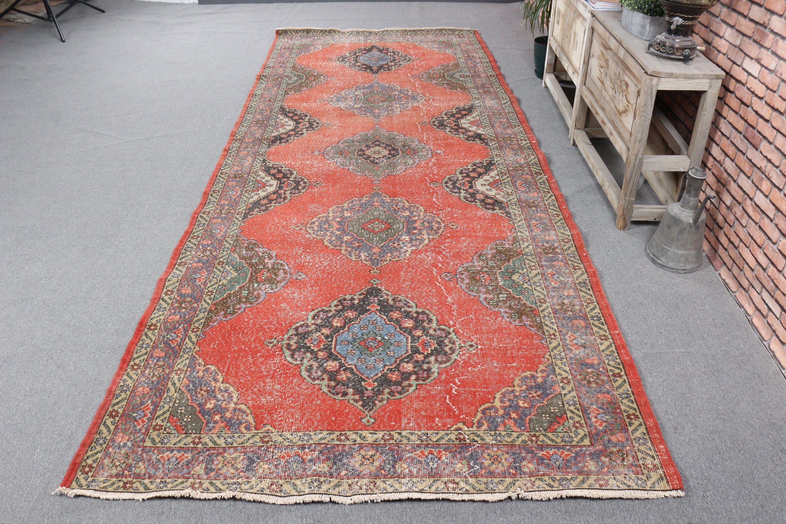 Beni Ourain Runner için Halılar, Harika Halı, 4.9x12.4 ft Runner Halısı, Türk Halısı, Düz Dokuma Halı, Vintage Halılar, Mutfak Halıları, Kırmızı Oryantal Halı