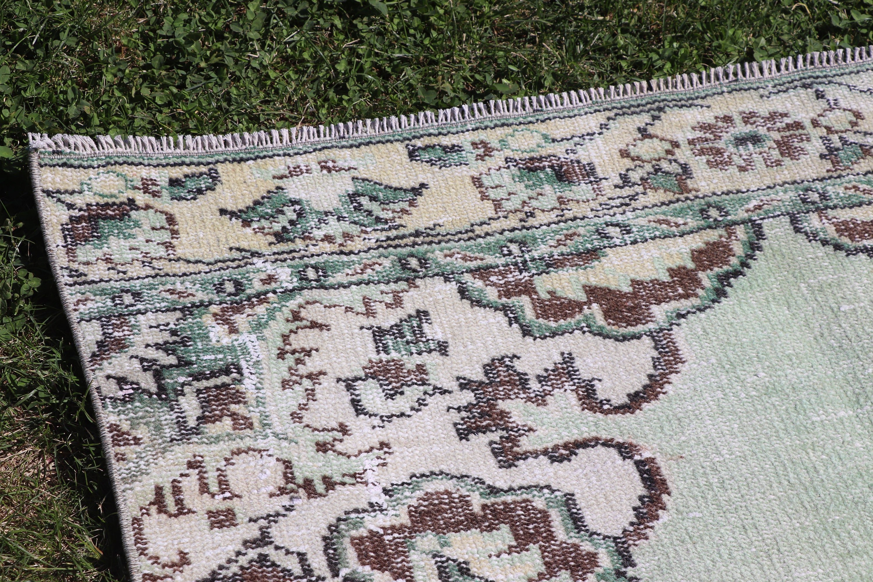 Yeşil El Dokuma Halılar, 3.7x8.4 ft Alan Halıları, Türk Halısı, Aztek Halıları, Vintage Halılar, Yemek Odası Halıları, Antika Halı, Mutfak Halıları, Yatak Odası Halıları