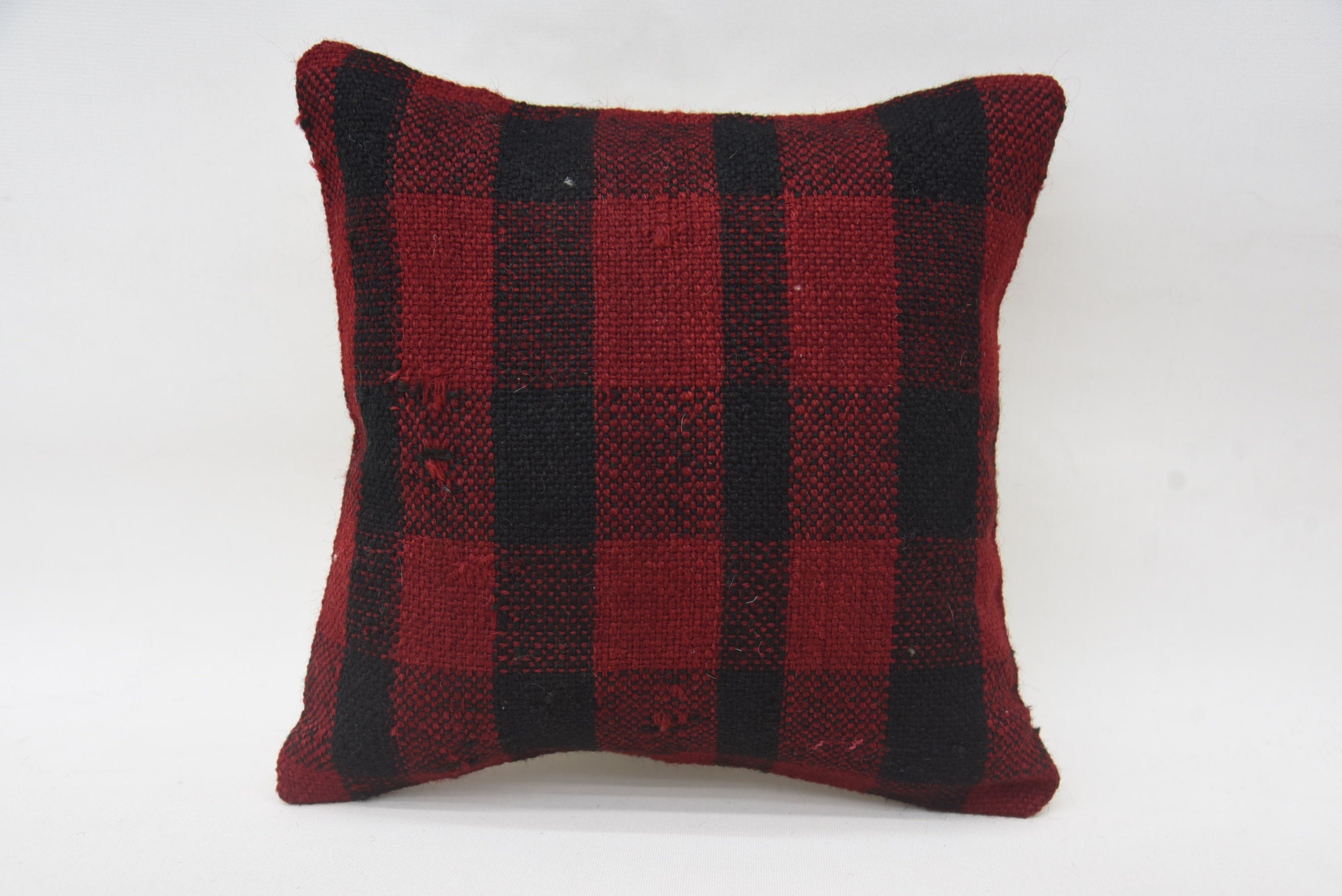 Turkish Bench Pillow Case, Interior Designer Pillow, Throw Kilim Pillow, Handmade Kilim Cushion, Knitted Cushion, 12"x12" Red Cushion Case