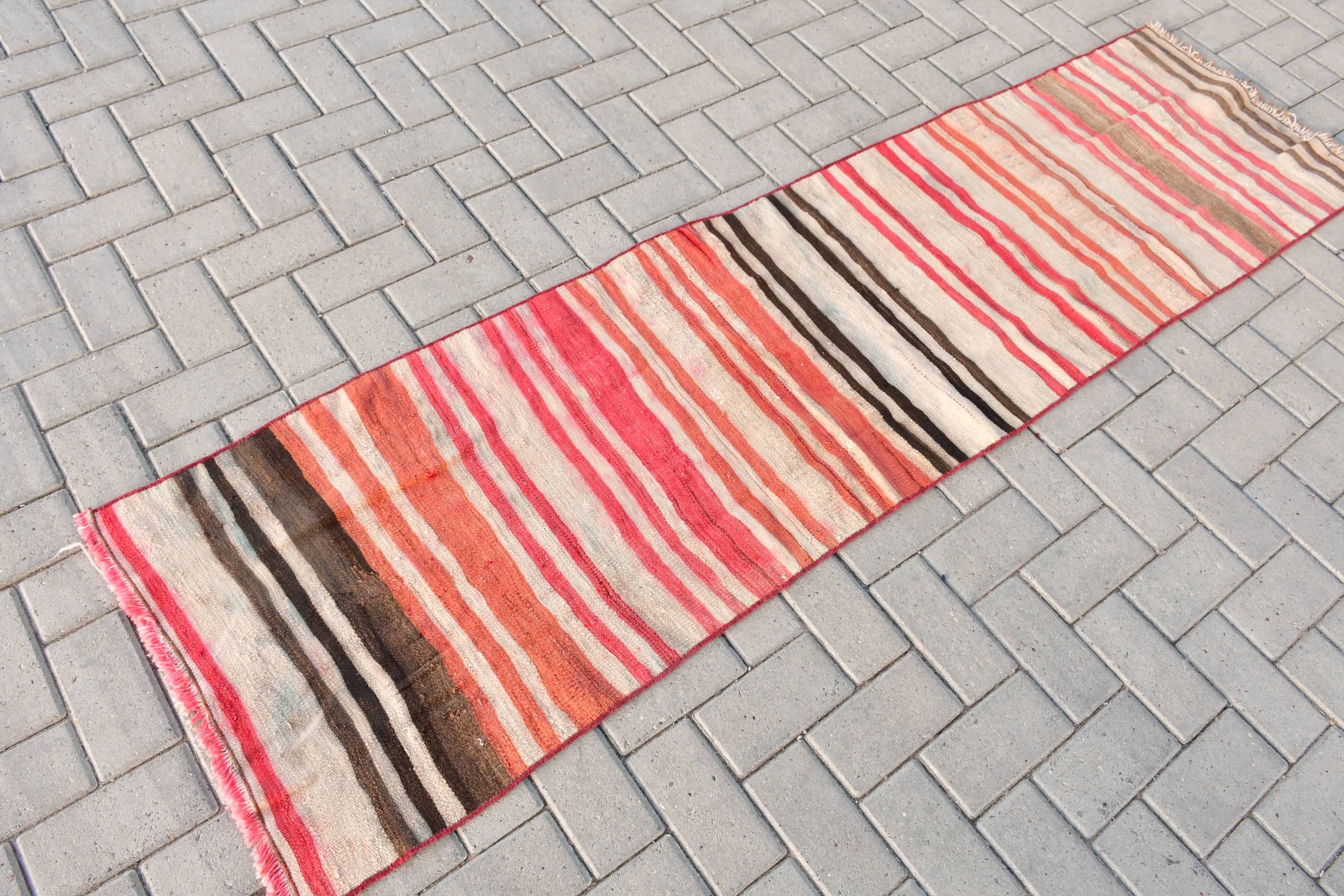 Kilim, 2x7.4 ft Yolluk Halıları, Vintage Halılar, Göçebe Halısı, Yün Halısı, Mutfak Halıları, Bej Yün Halısı, Merdiven Halıları, Türk Halısı, Ev Dekorasyonu Halısı