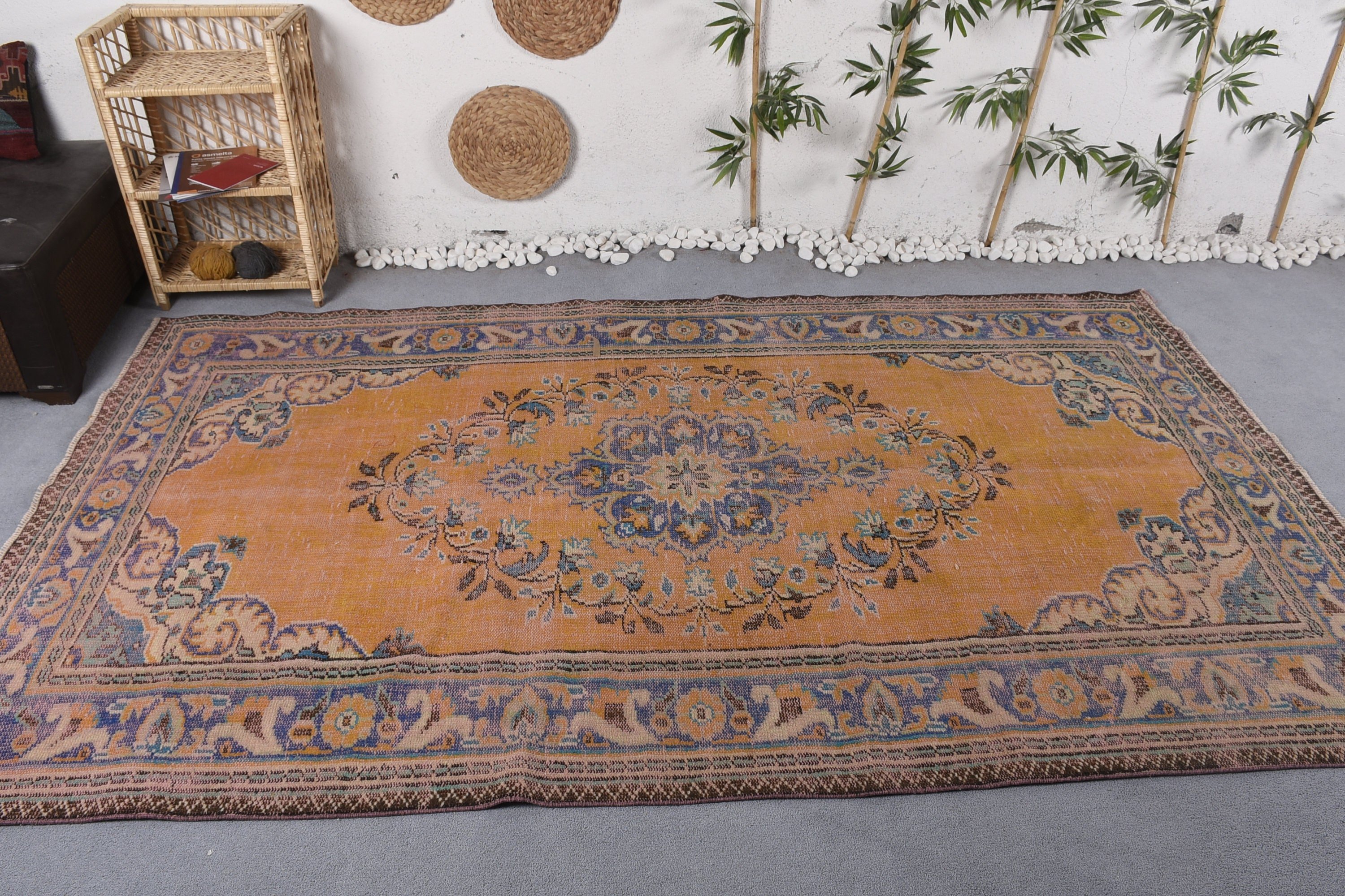 Turkish Rug, Living Room Rug, Orange Antique Rug, 5.8x9.8 ft Large Rugs, Anatolian Rugs, Dining Room Rugs, Vintage Rugs