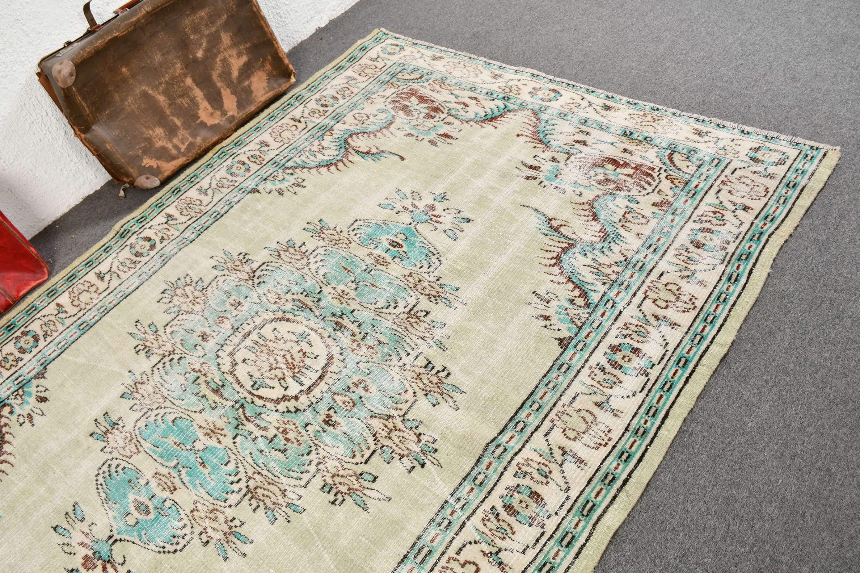 Living Room Rugs, 5.7x8.1 ft Large Rugs, Bedroom Rug, Vintage Rug, Turkish Rug, Green Antique Rug, Kitchen Rug, Dorm Rug