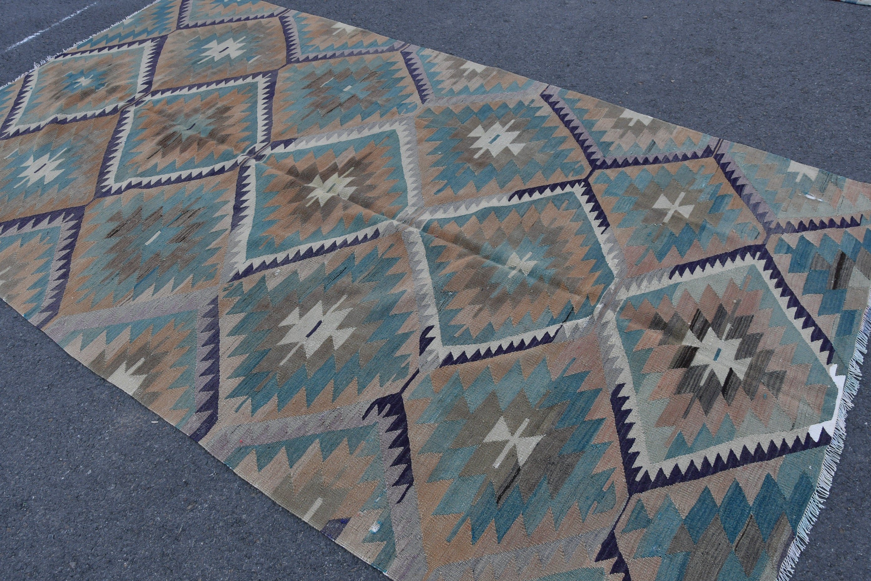 Turkish Rugs, Moroccan Rugs, Kilim, Blue  5.5x9.8 ft Large Rugs, Vintage Rug, Living Room Rugs, Cool Rugs, Dining Room Rug