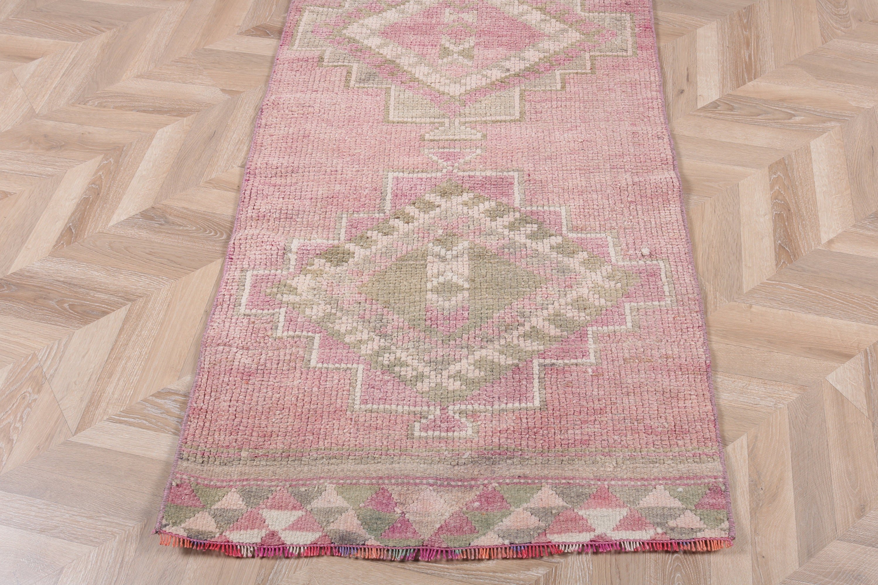 Turkish Rugs, Bedroom Rugs, 2.6x10.9 ft Runner Rugs, Vintage Rugs, Stair Rugs, Pink Kitchen Rug, Anatolian Rug, Corridor Rug, Modern Rug