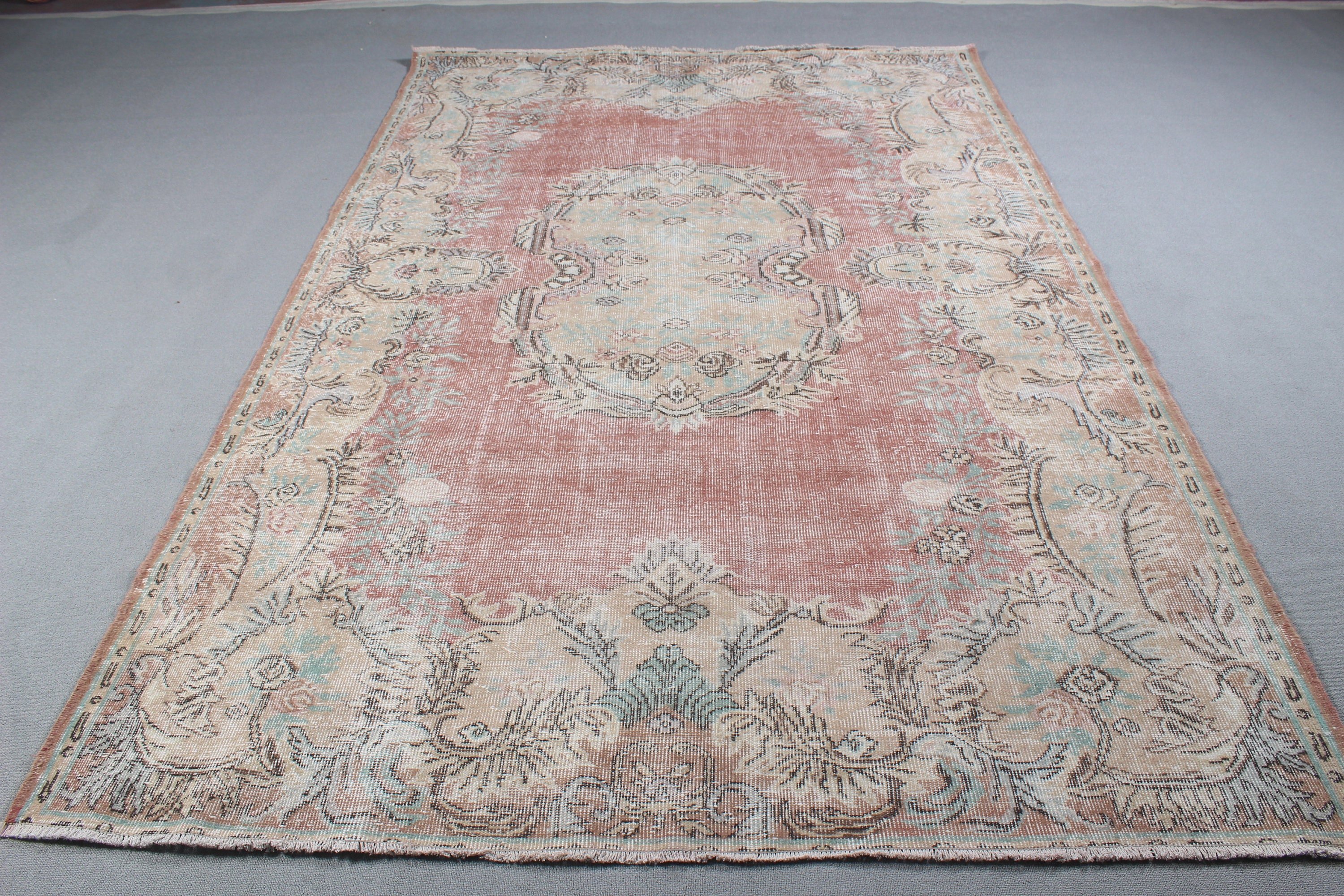 Kahverengi 6.3x9.7 ft Büyük Halılar, Türk Halıları, Vintage Halı, Yatak Odası Halısı, Sanatsal Halı, Mutfak Halısı, Büyük Boho Halısı, Fas Halıları