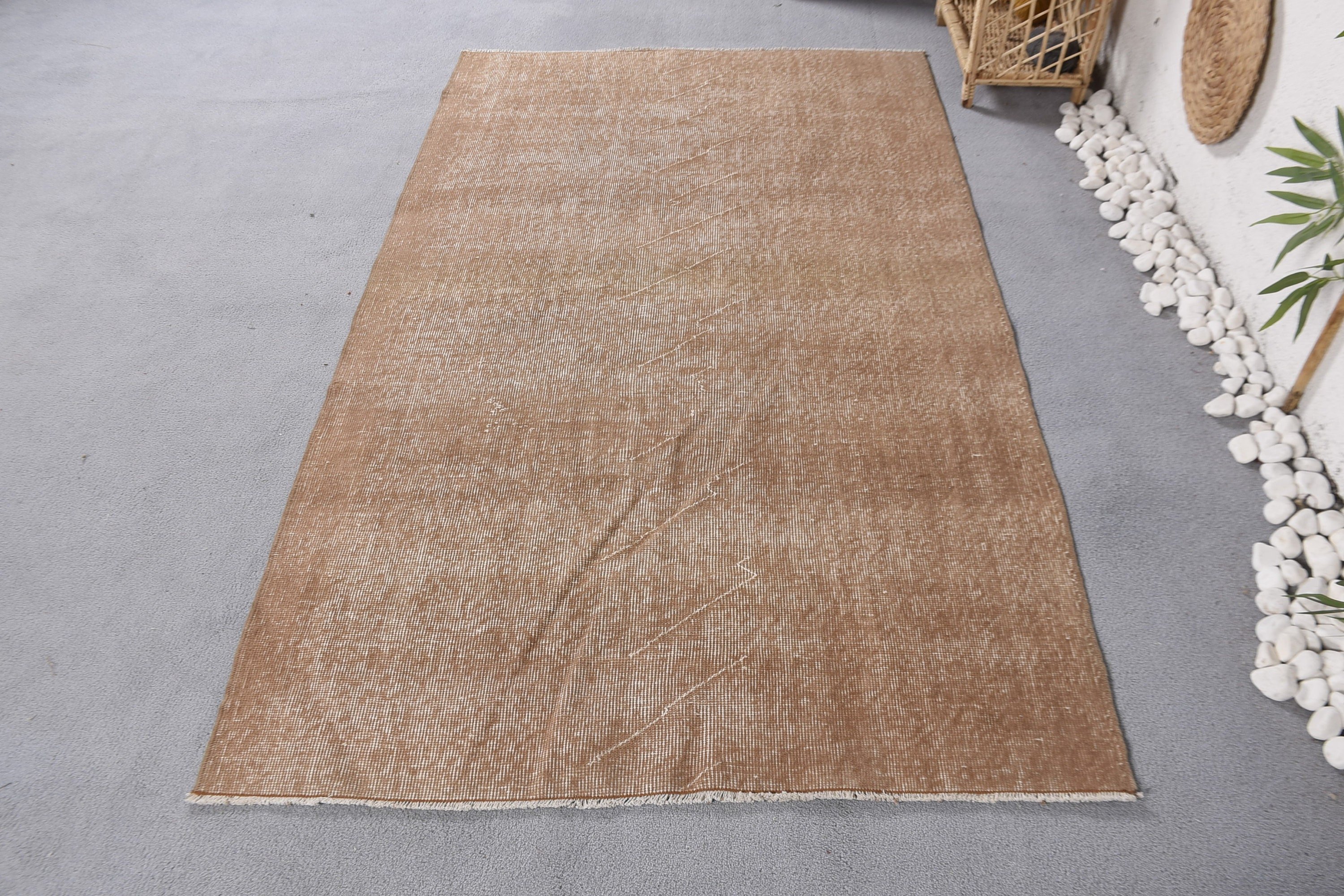 Floor Rugs, Vintage Rugs, Statement Rug, Oushak Area Rug, Turkish Rug, Beige Oushak Rugs, Organic Rugs, 3.9x6.6 ft Area Rug