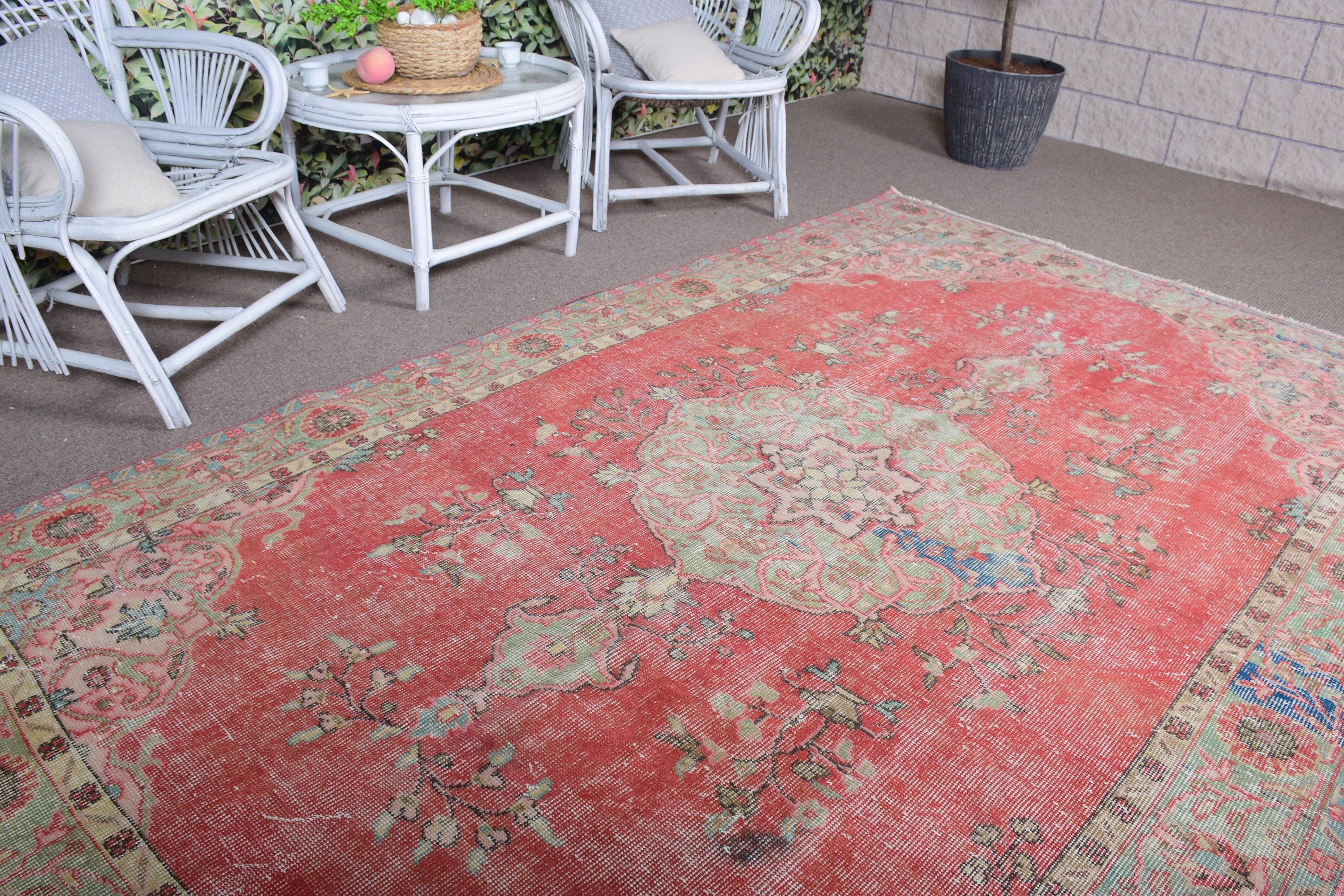 Rugs for Bedroom, Wool Rugs, Vintage Rugs, Bedroom Rugs, Turkish Rugs, Salon Rug, Red  5.6x9.2 ft Large Rugs, Cool Rugs